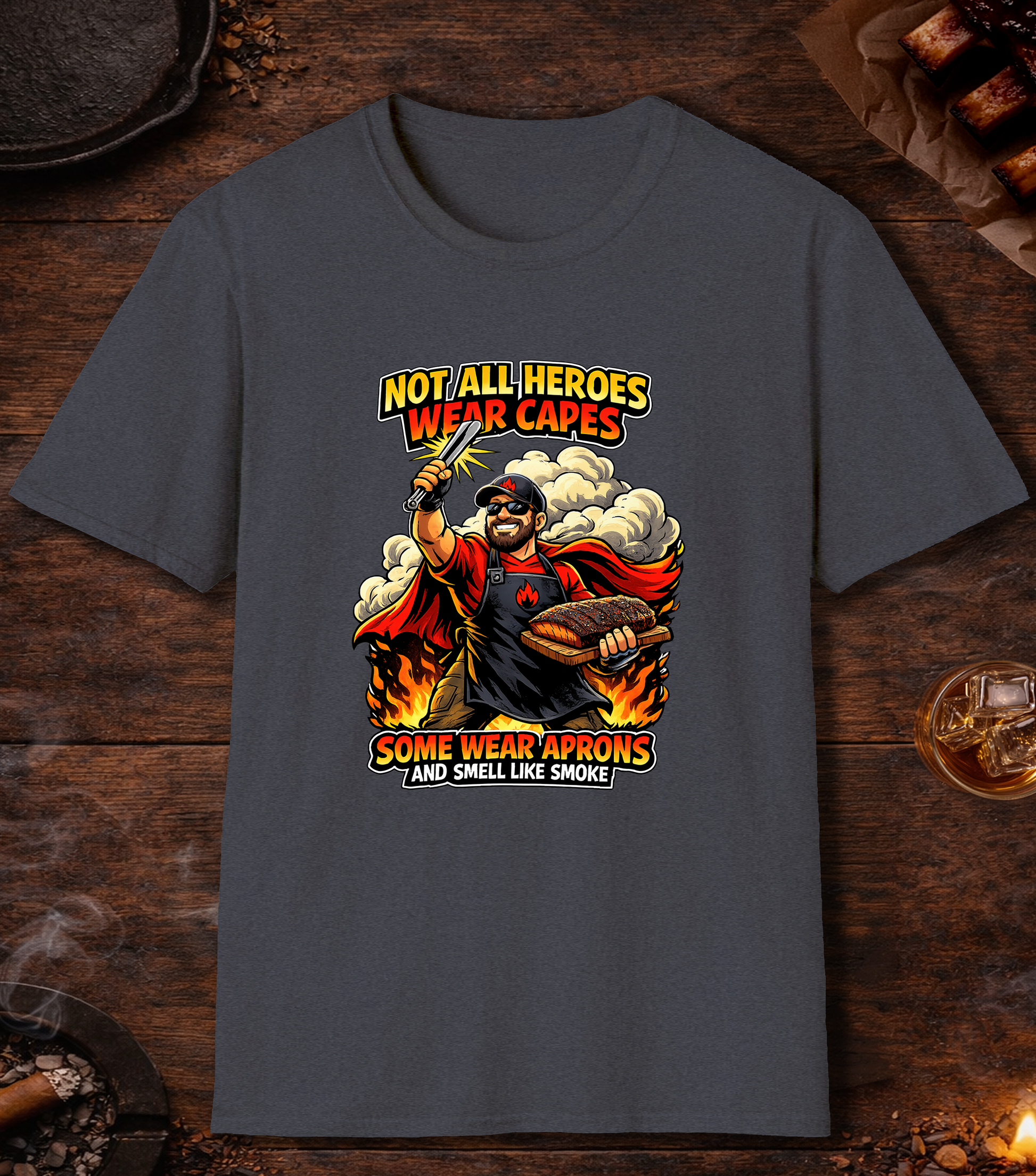 Not All Heroes Wear Capes T-Shirt - Heather Navy
