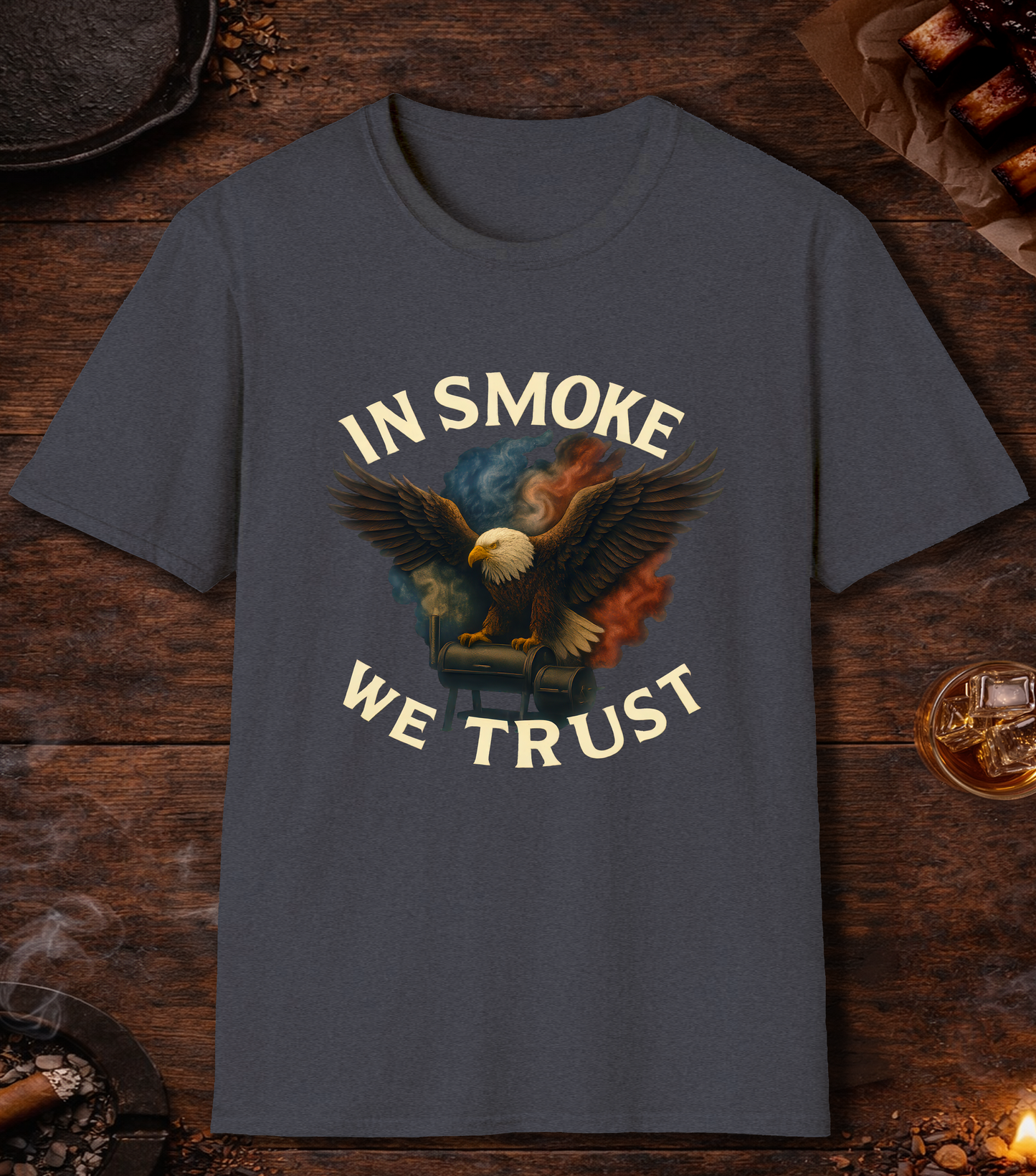In Smoke We Trust T-Shirt - Heather Navy