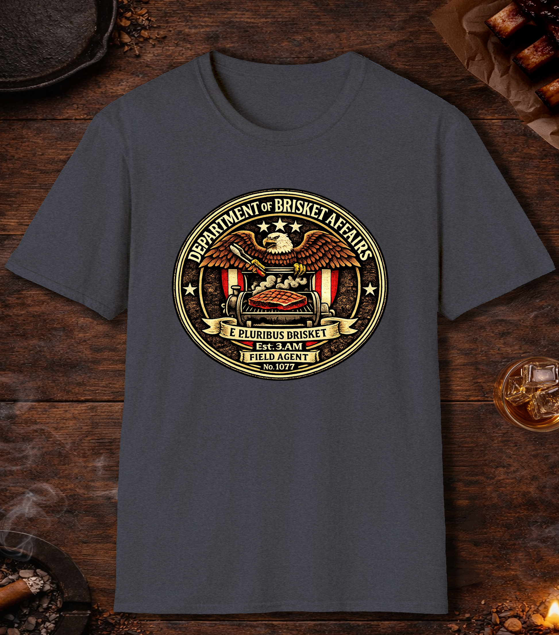 Department Of Brisket Affairs T-Shirt - Heather Navy