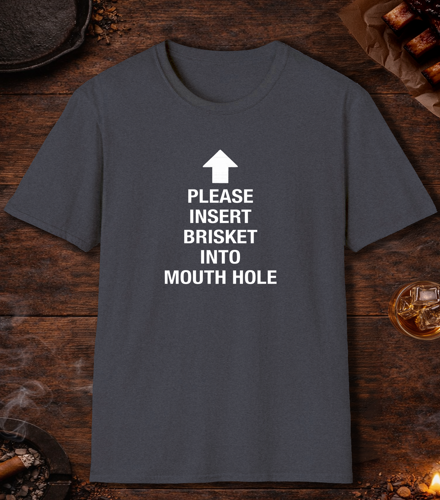 Please Insert Brisket T-Shirt - Heather Navy