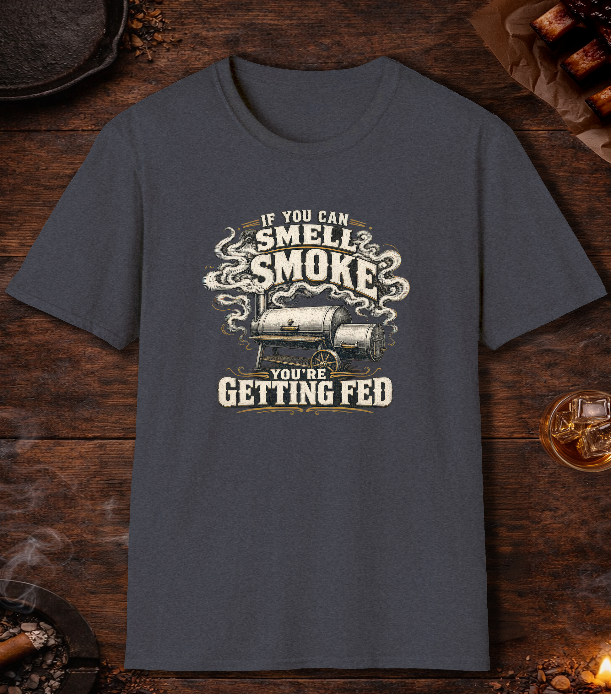 If You Smell Smoke T-Shirt - Heather Navy