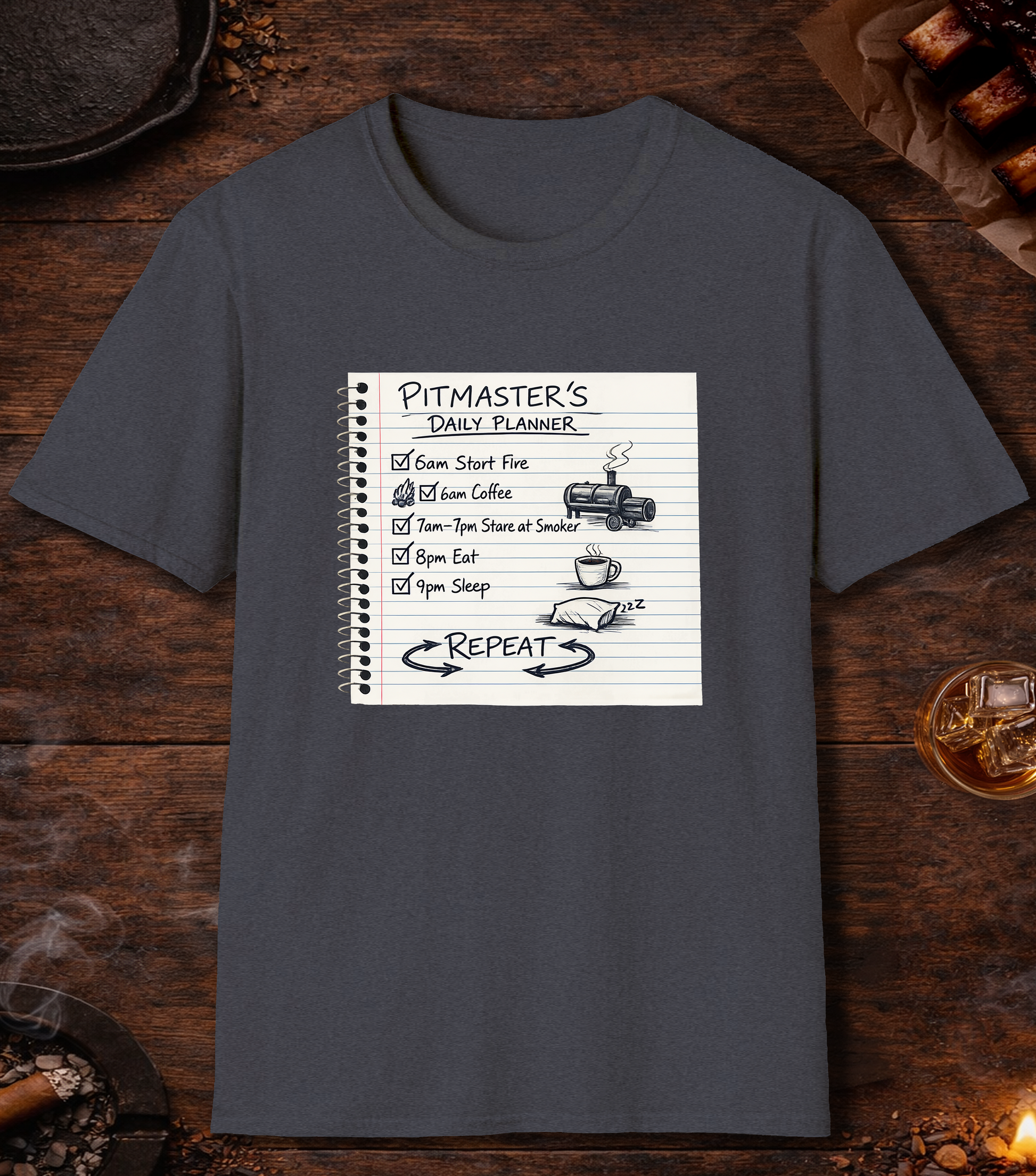 Pitmasters Daily Planner T-Shirt - Heather Navy
