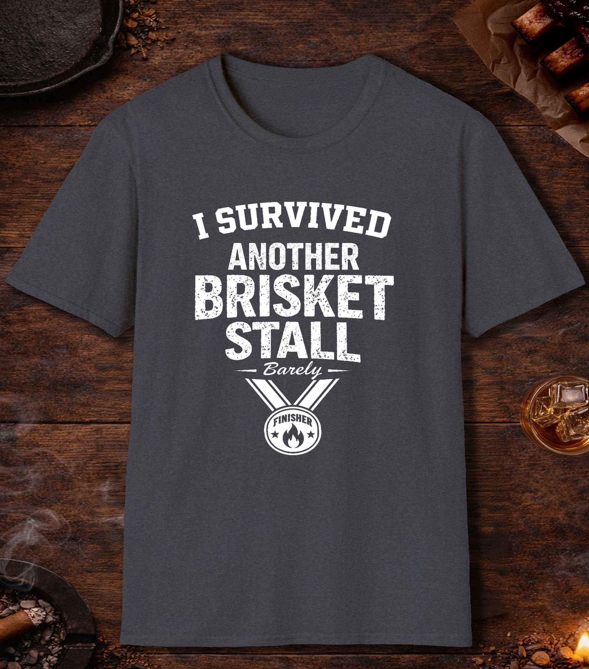 I Survived Another Brisket Stall T-Shirt - Heather Navy
