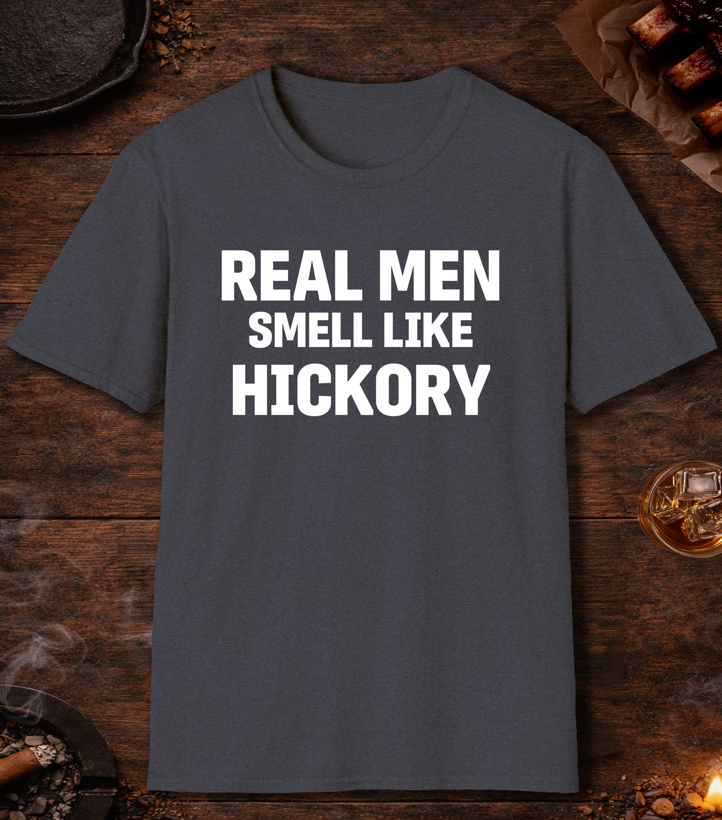 Real Men Smell Like Hickory T-Shirt - Heather Navy