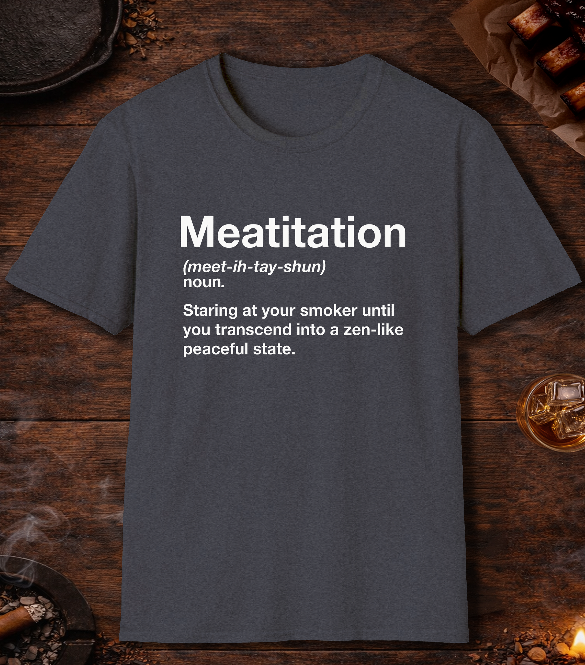Meatitation Definition T-Shirt - Heather Navy