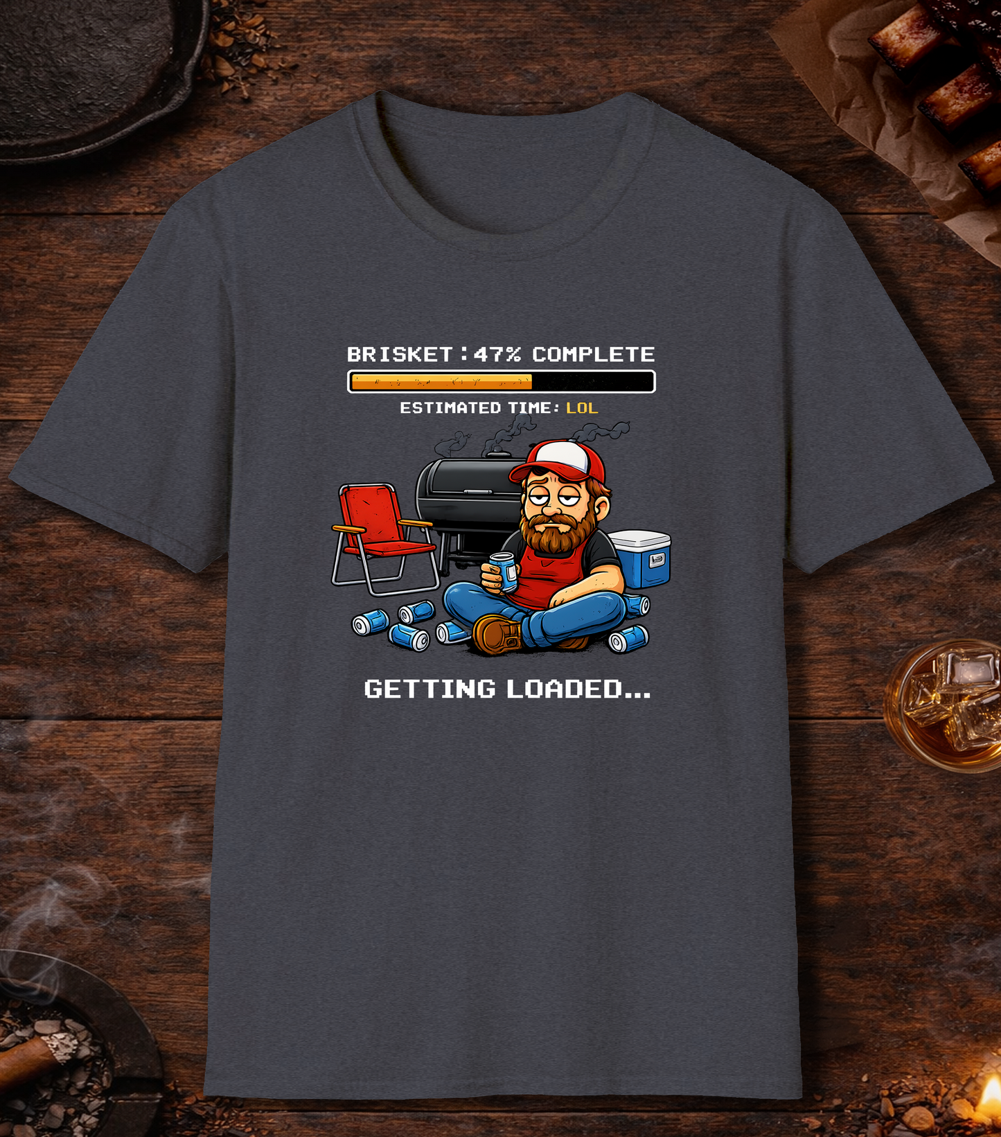 Brisket Getting Loaded T-Shirt - Heather Navy