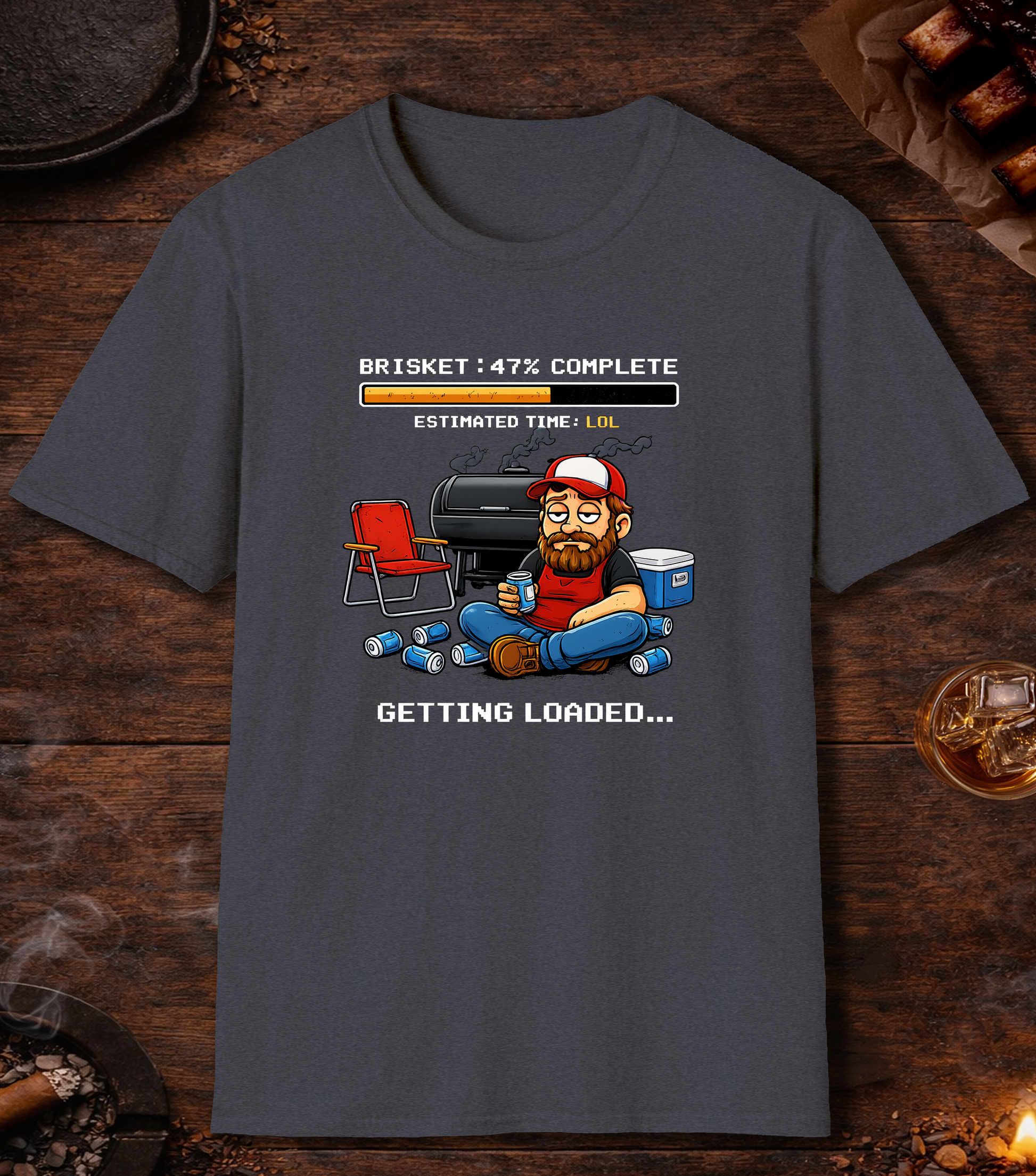 Brisket Getting Loaded T-Shirt - Heather Navy