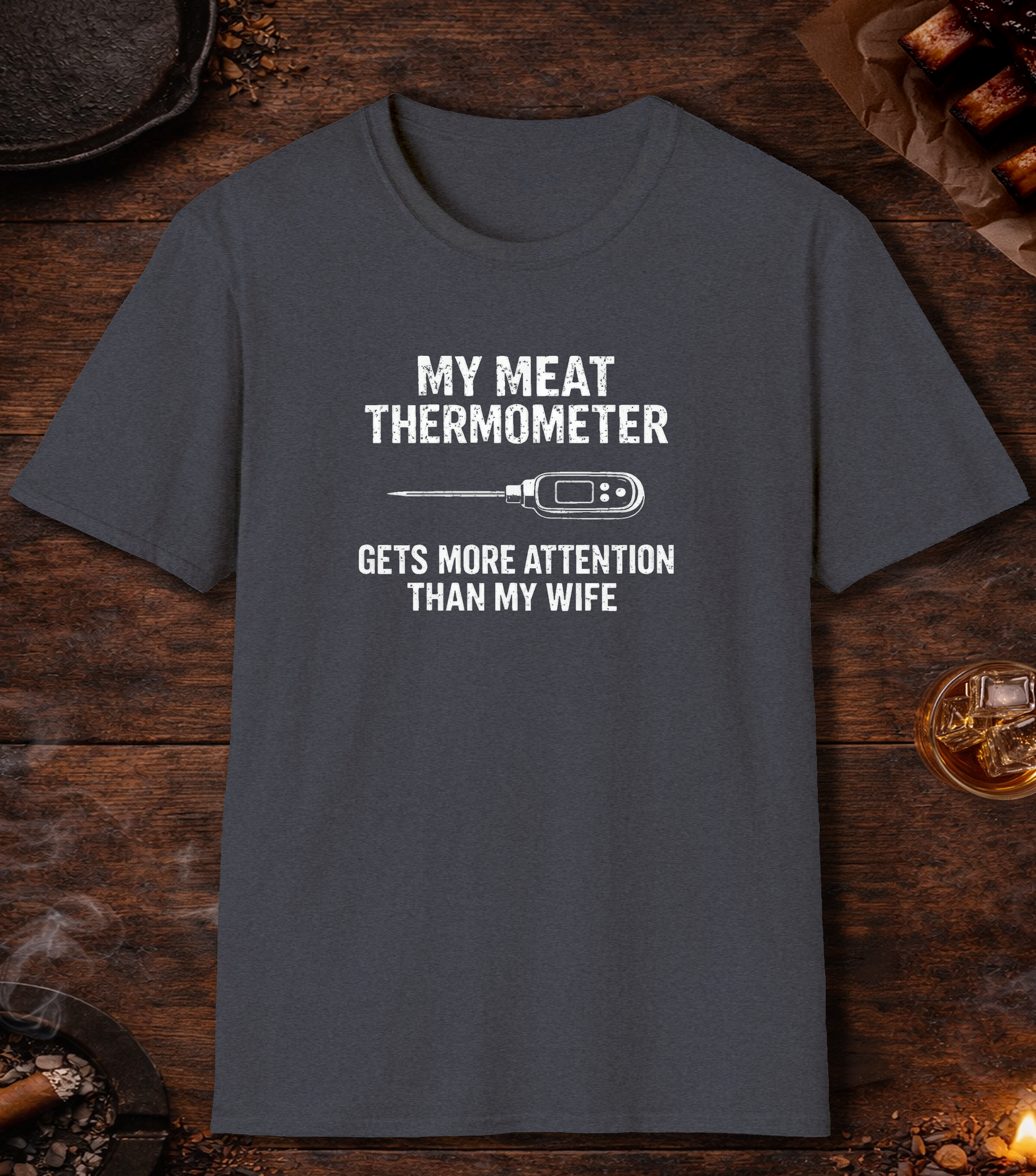 Thermometer More Attention Than Wife T-Shirt - Heather Navy