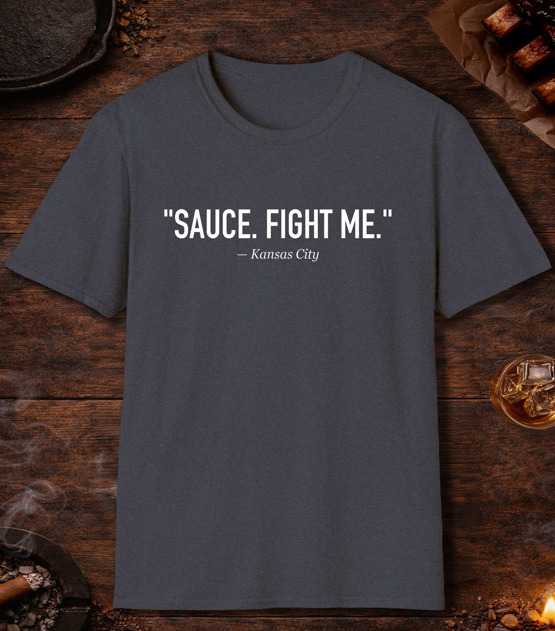 Sauce Fight Me Quote T-Shirt - Heather Navy
