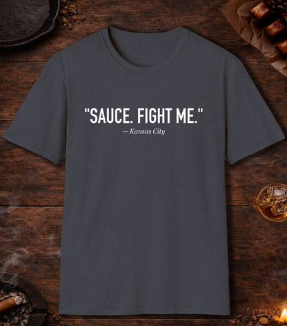 Sauce Fight Me Quote T-Shirt - Heather Navy