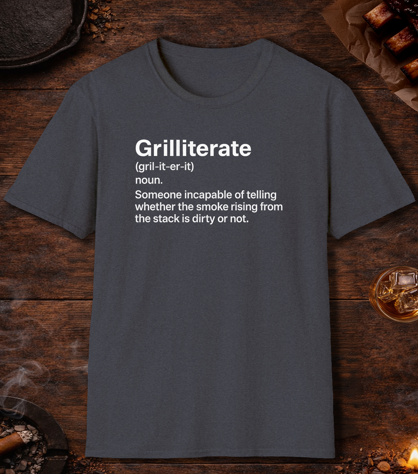 Grilliterate Definition T-Shirt - Heather Navy