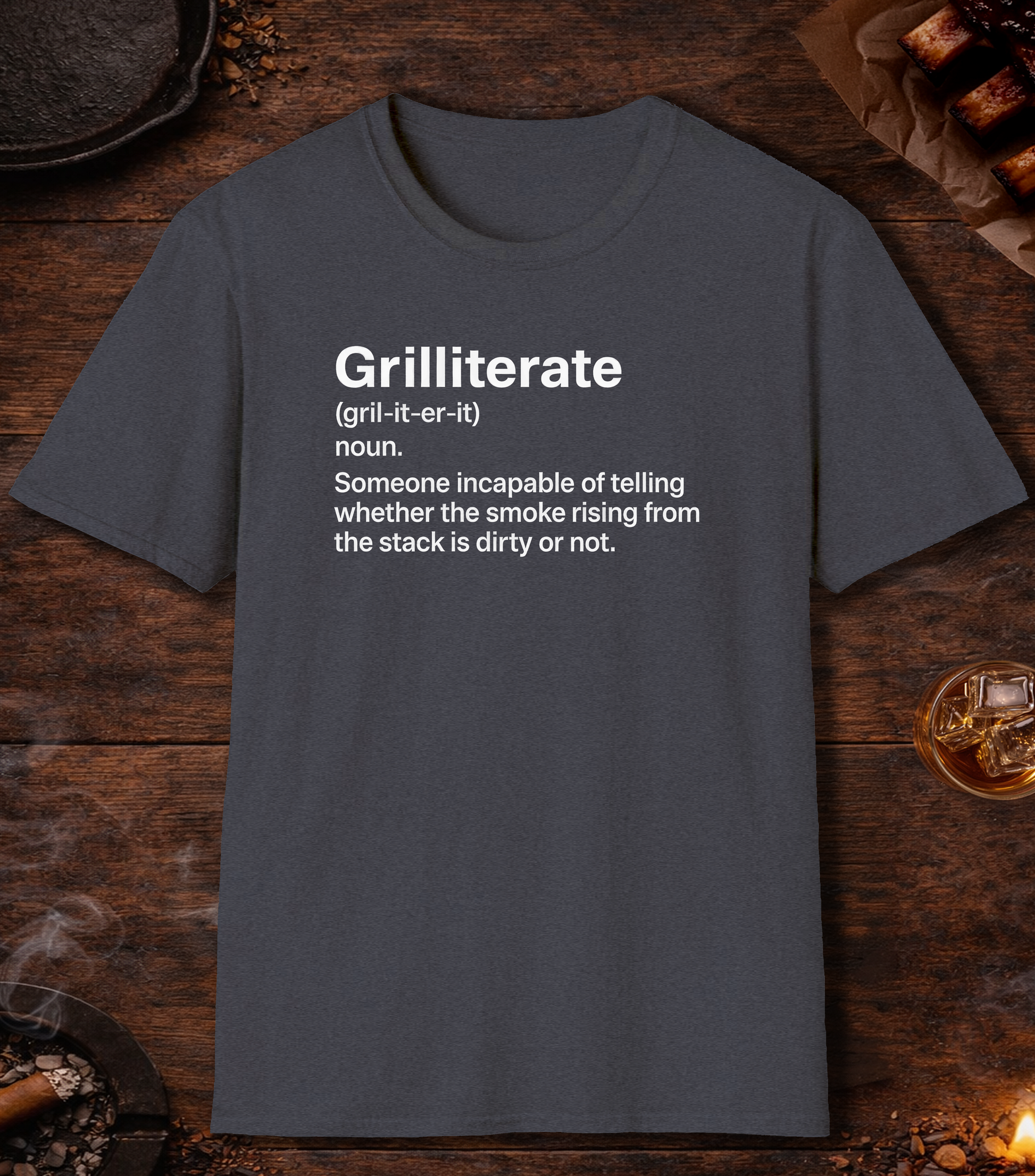 Grilliterate Definition T-Shirt - Heather Navy