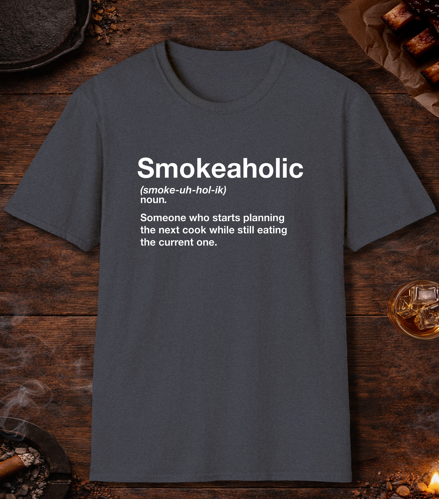 Smokeaholic Transparent T-Shirt - Heather Navy