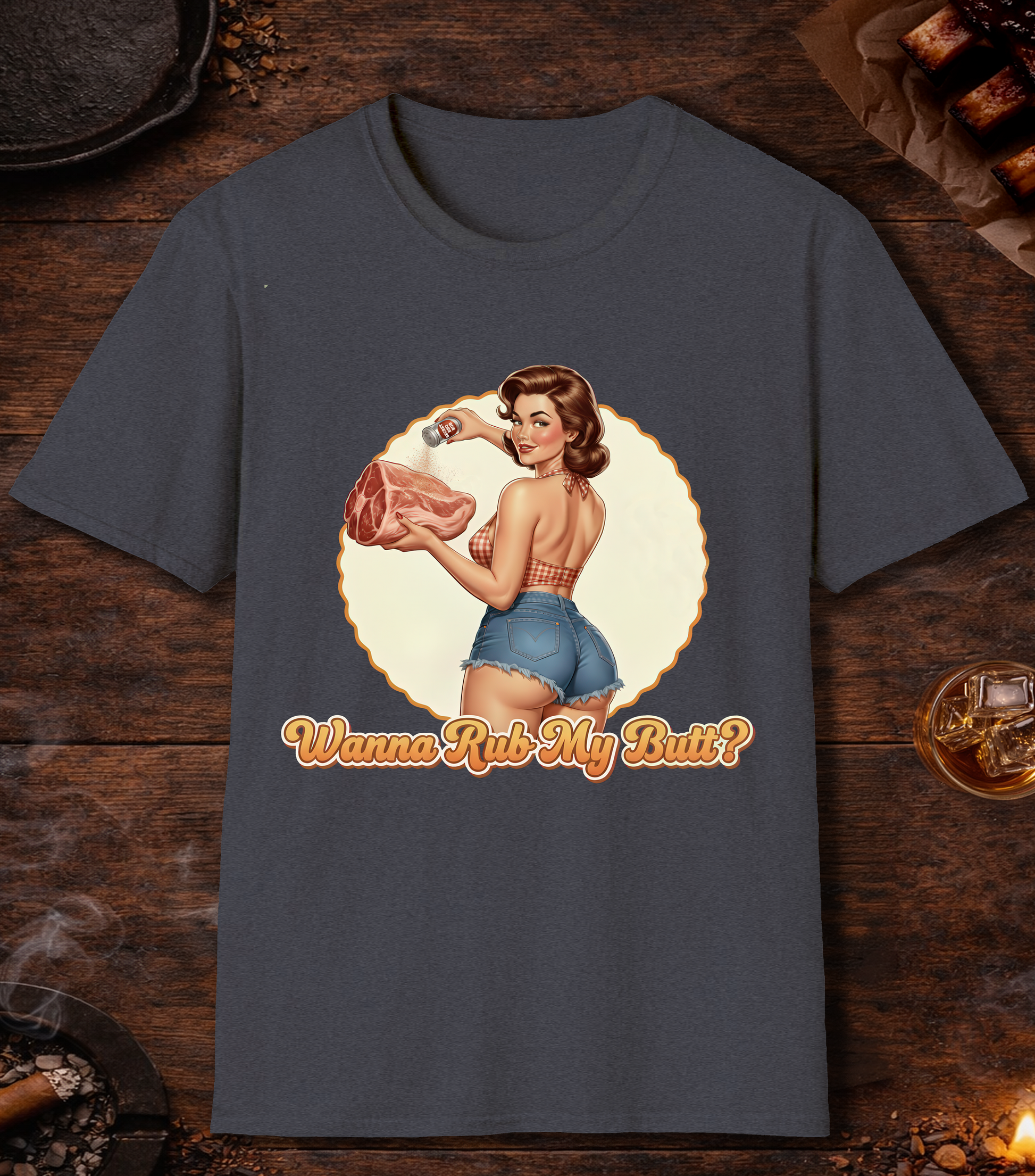 Wanna Rub My Butt T-Shirt - Heather Navy