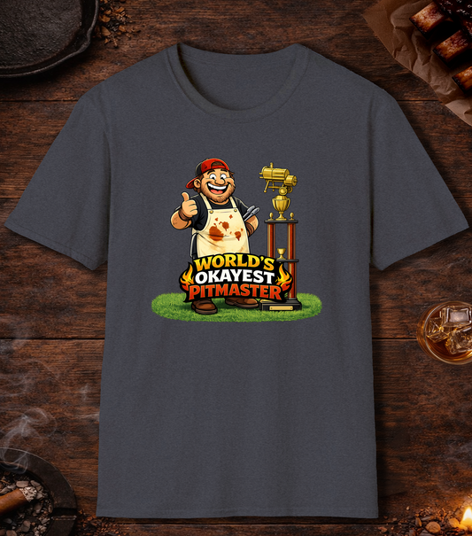 Worlds Okayest Pitmaster T-Shirt - Heather Navy