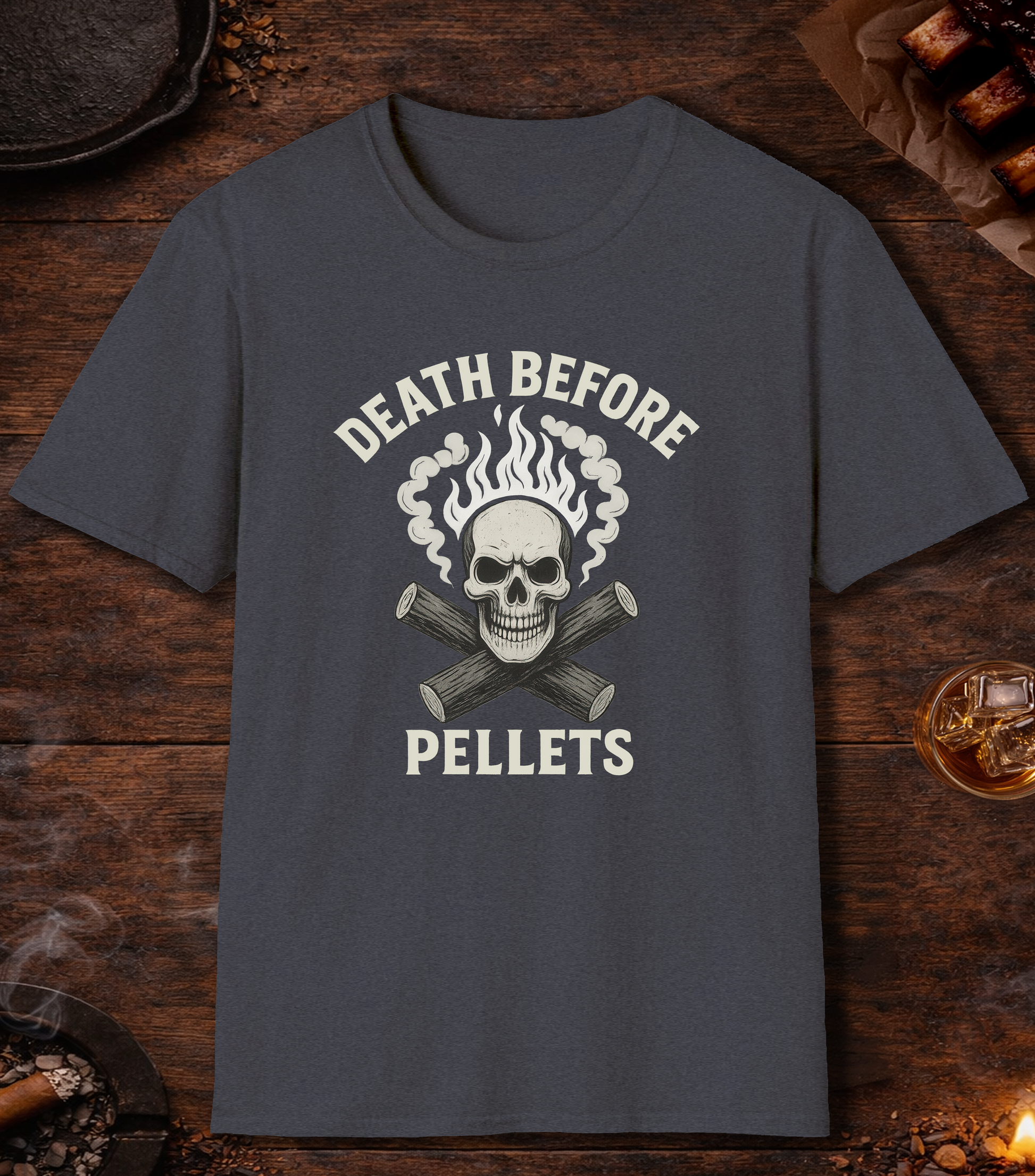 Death Before Pellets White T-Shirt - Heather Navy