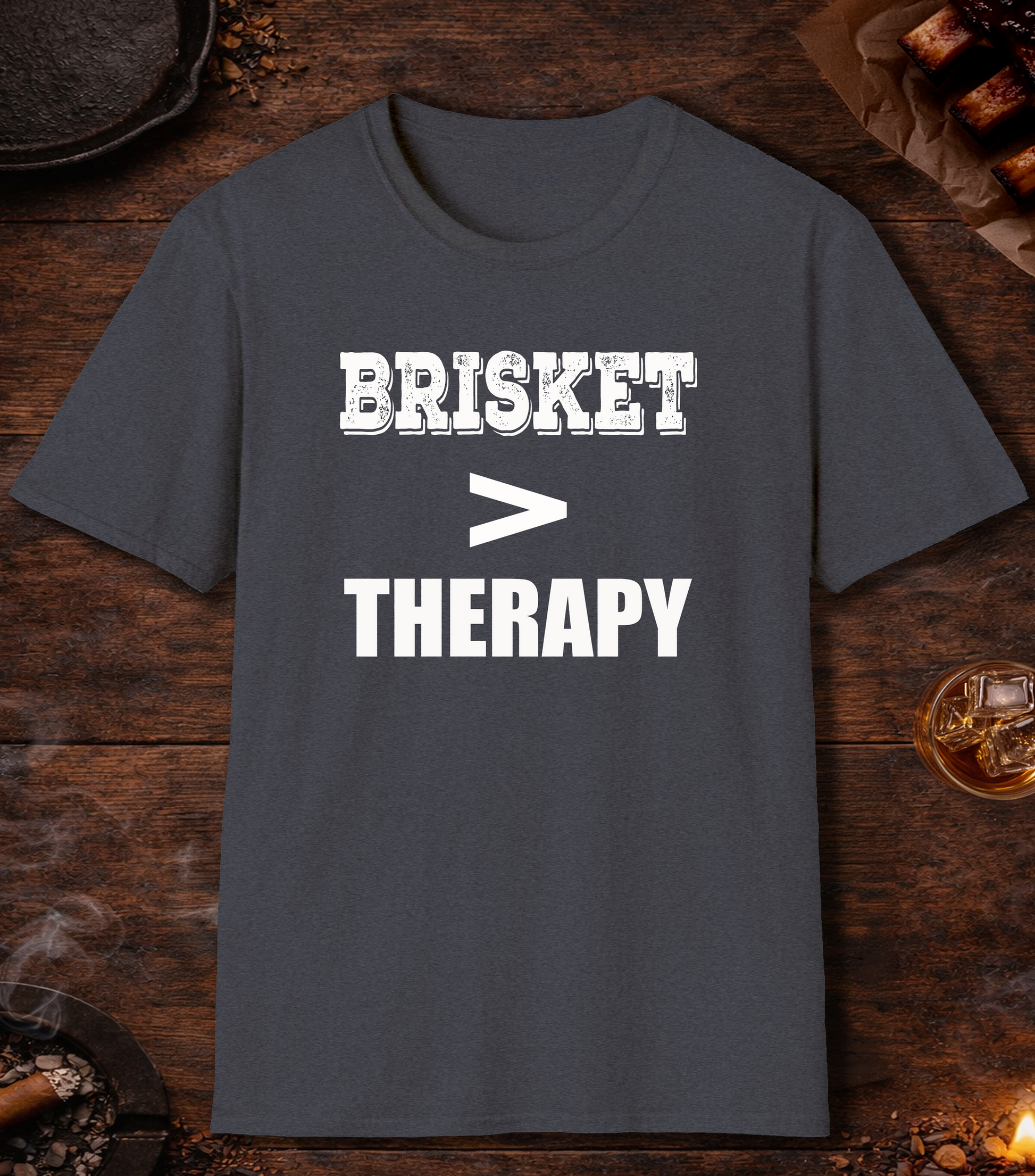 Brisket Greater Than T-Shirt - Heather Navy