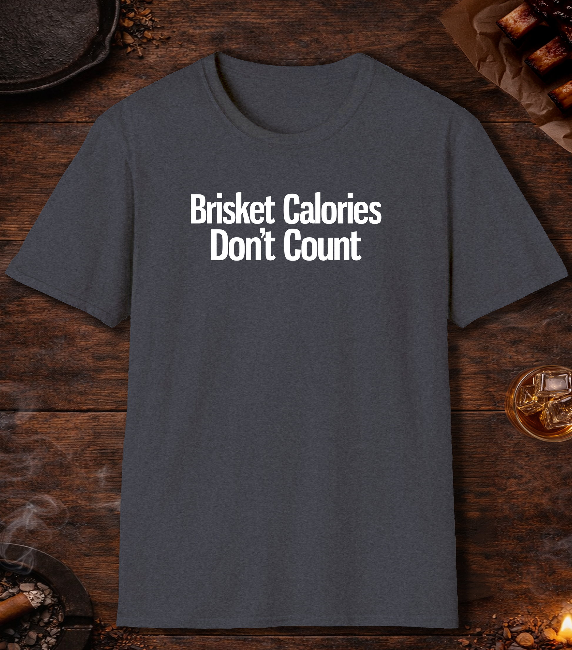 Brisket Calories Dont Count T-Shirt - Heather Navy