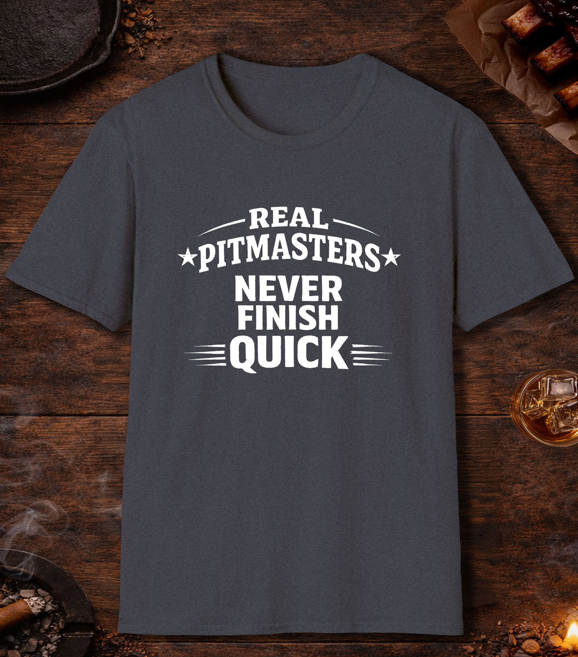 Pitmasters Never Finish Quick T-Shirt - Heather Navy