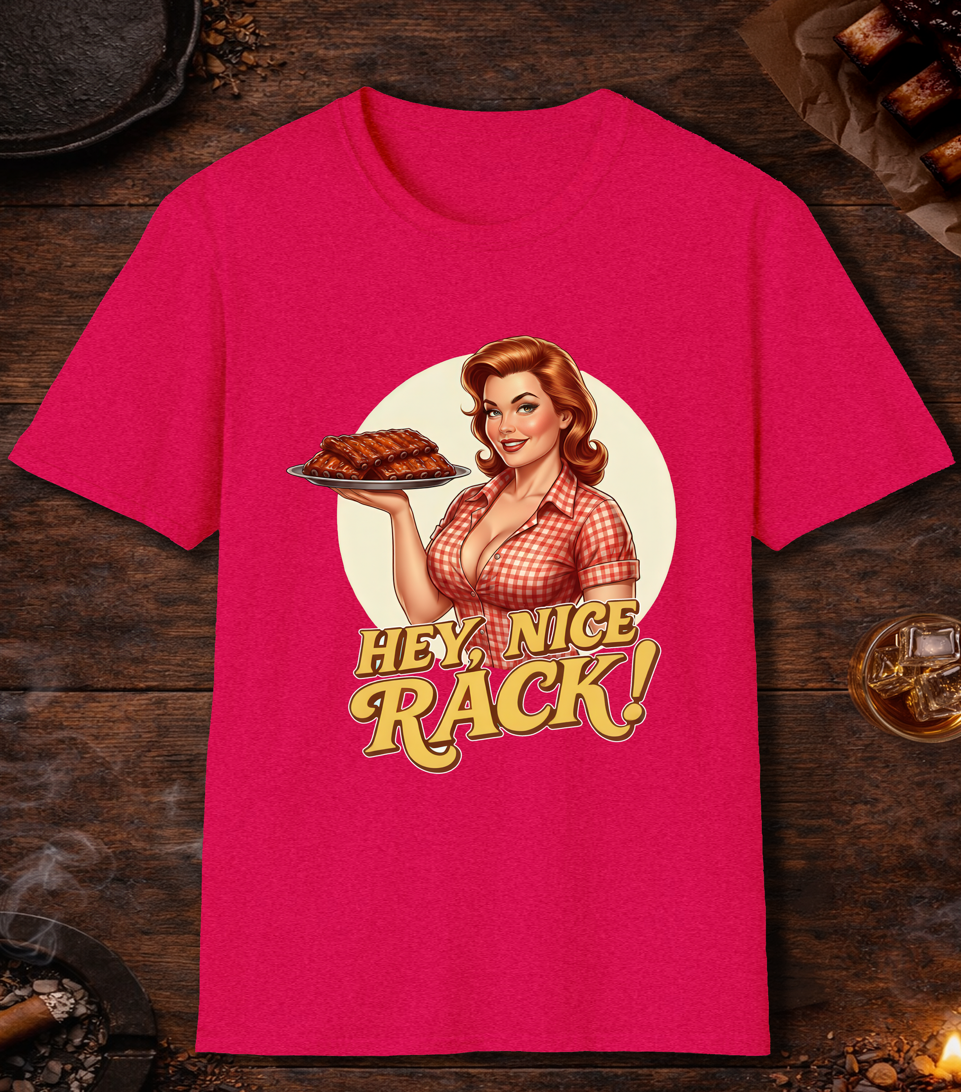 Hey Nice Rack T-Shirt - Heather Red