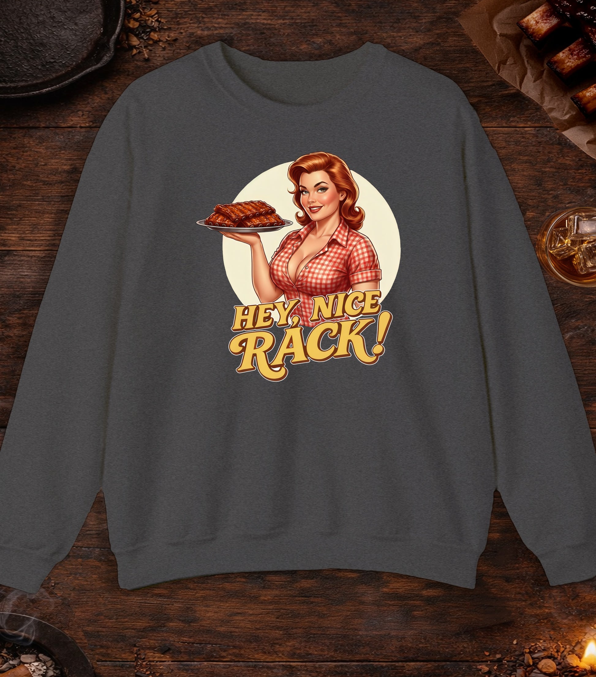 Hey Nice Rack Crewneck - Dark Heather