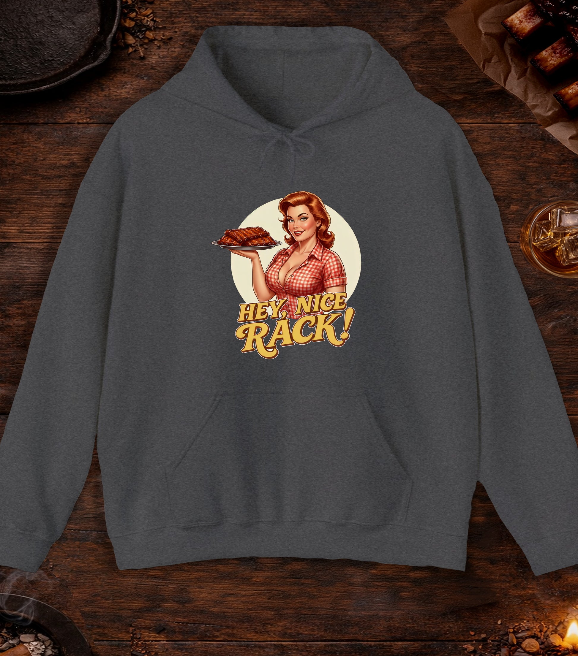 Hey Nice Rack Hoodie - Dark Heather