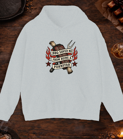 BBQ Saved Me Tattoo Hoodie - Ash