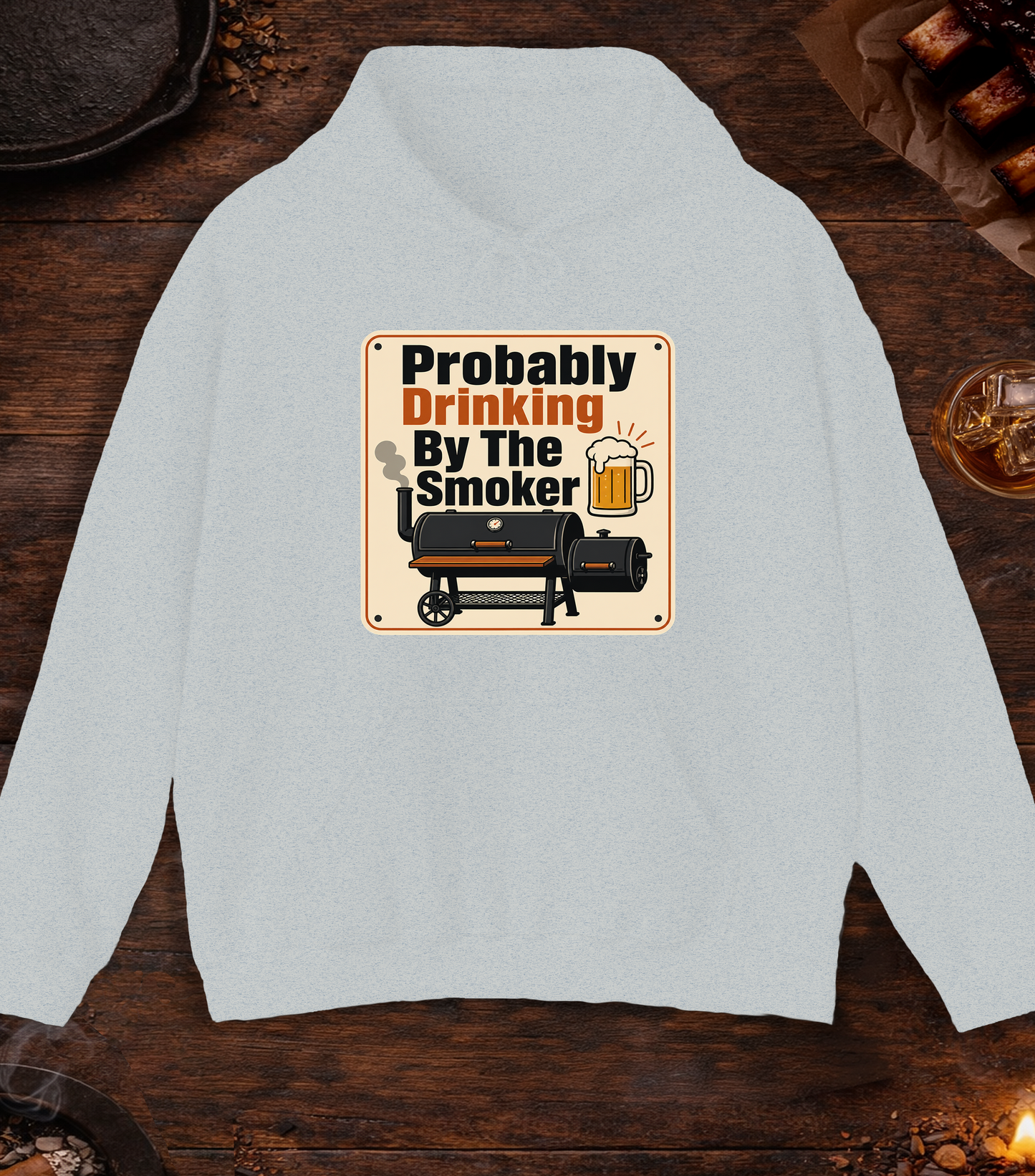 Drinking By Smoker Hoodie - Ash
