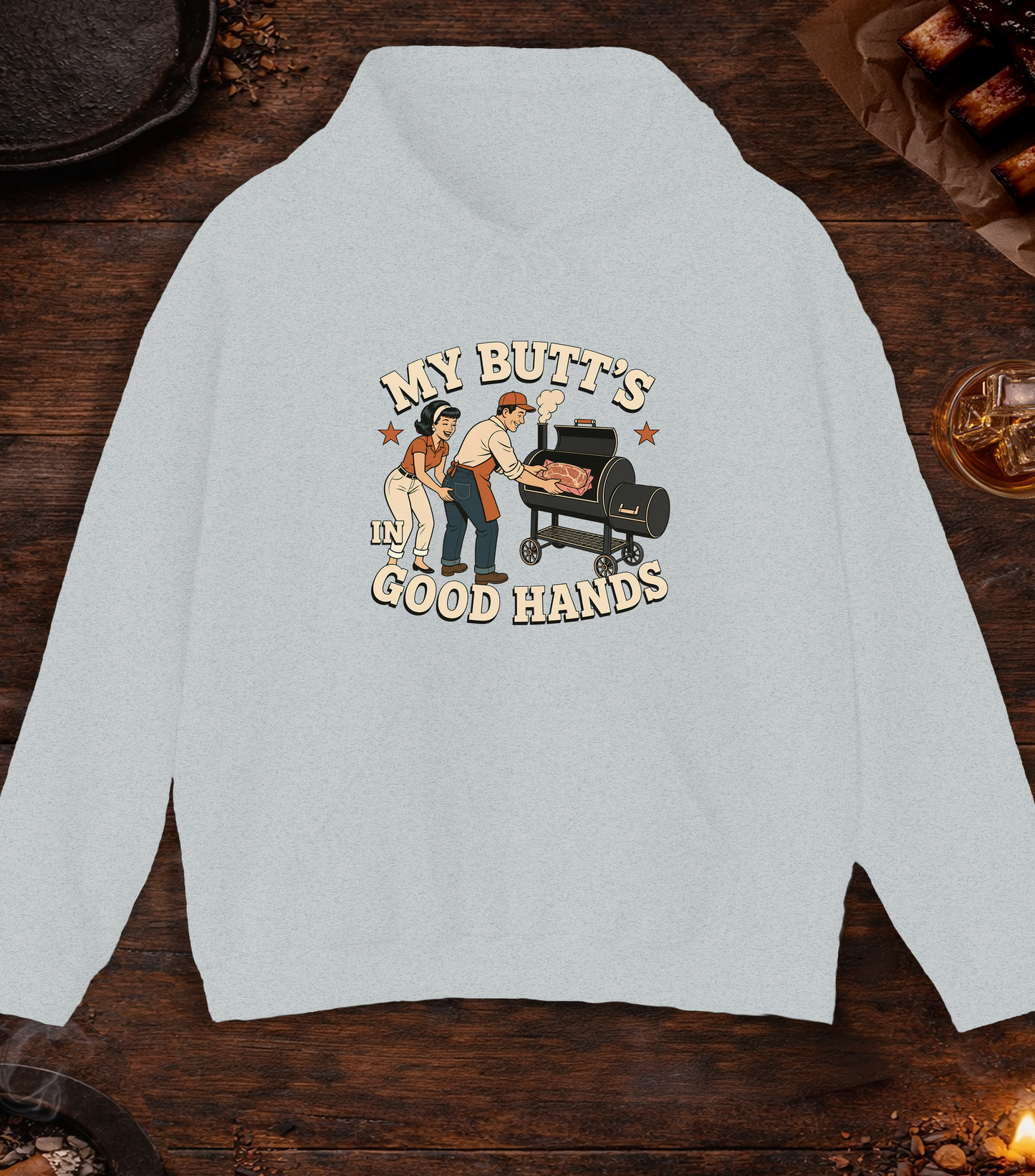 My Butt's In Good Hands Hoodie - Ash