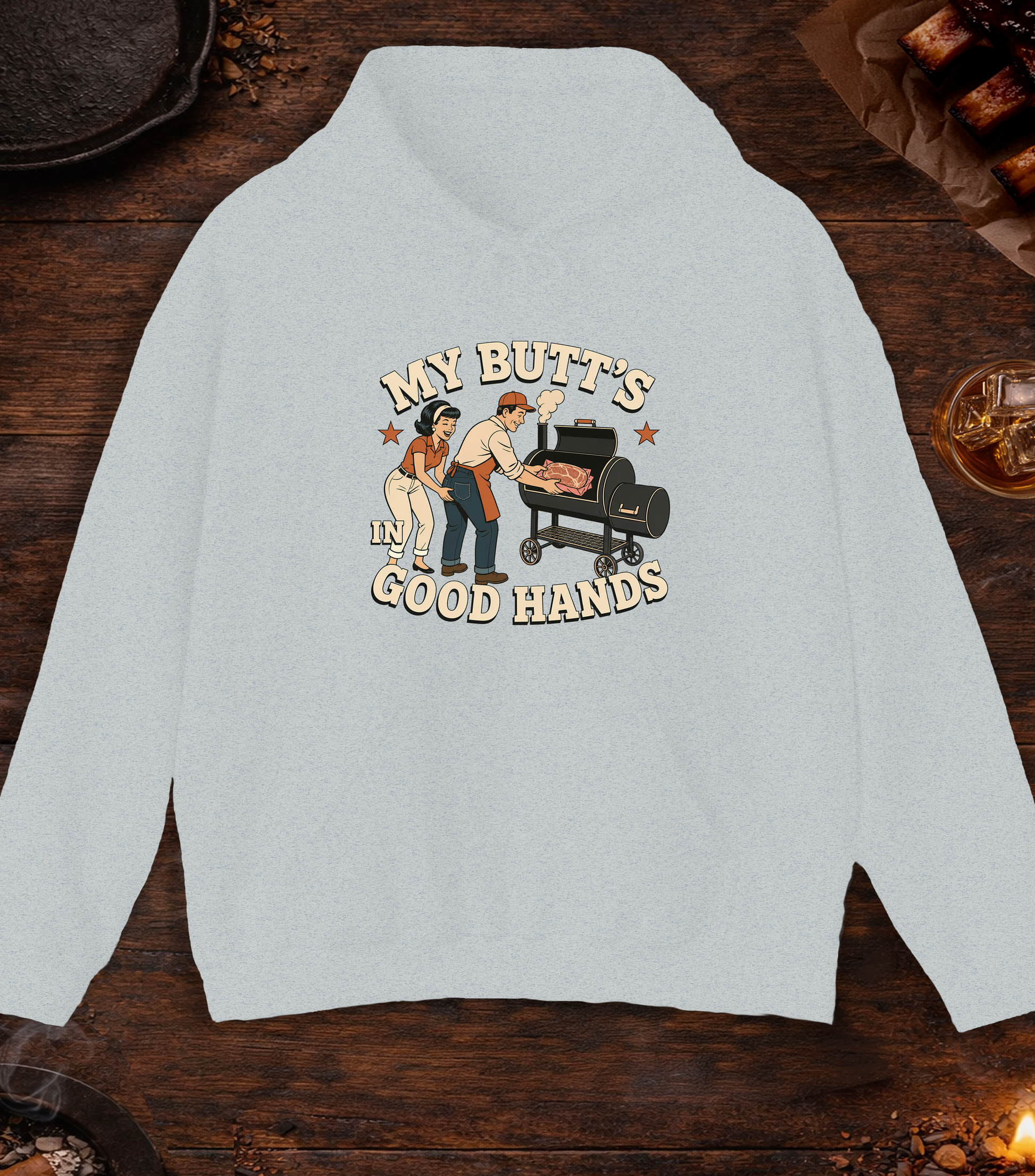 My Butt's In Good Hands Hoodie - Ash