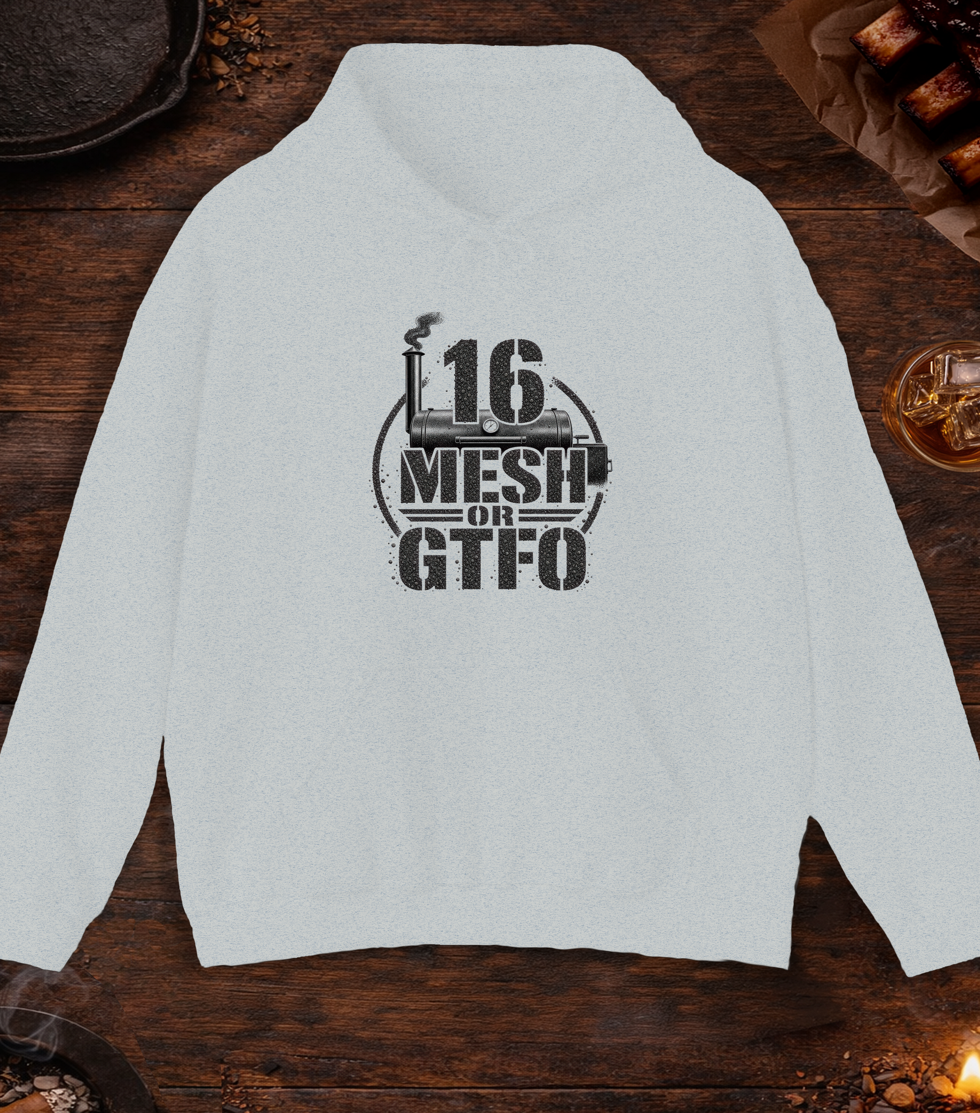 16 Mesh or GTFO Hoodie - Ash