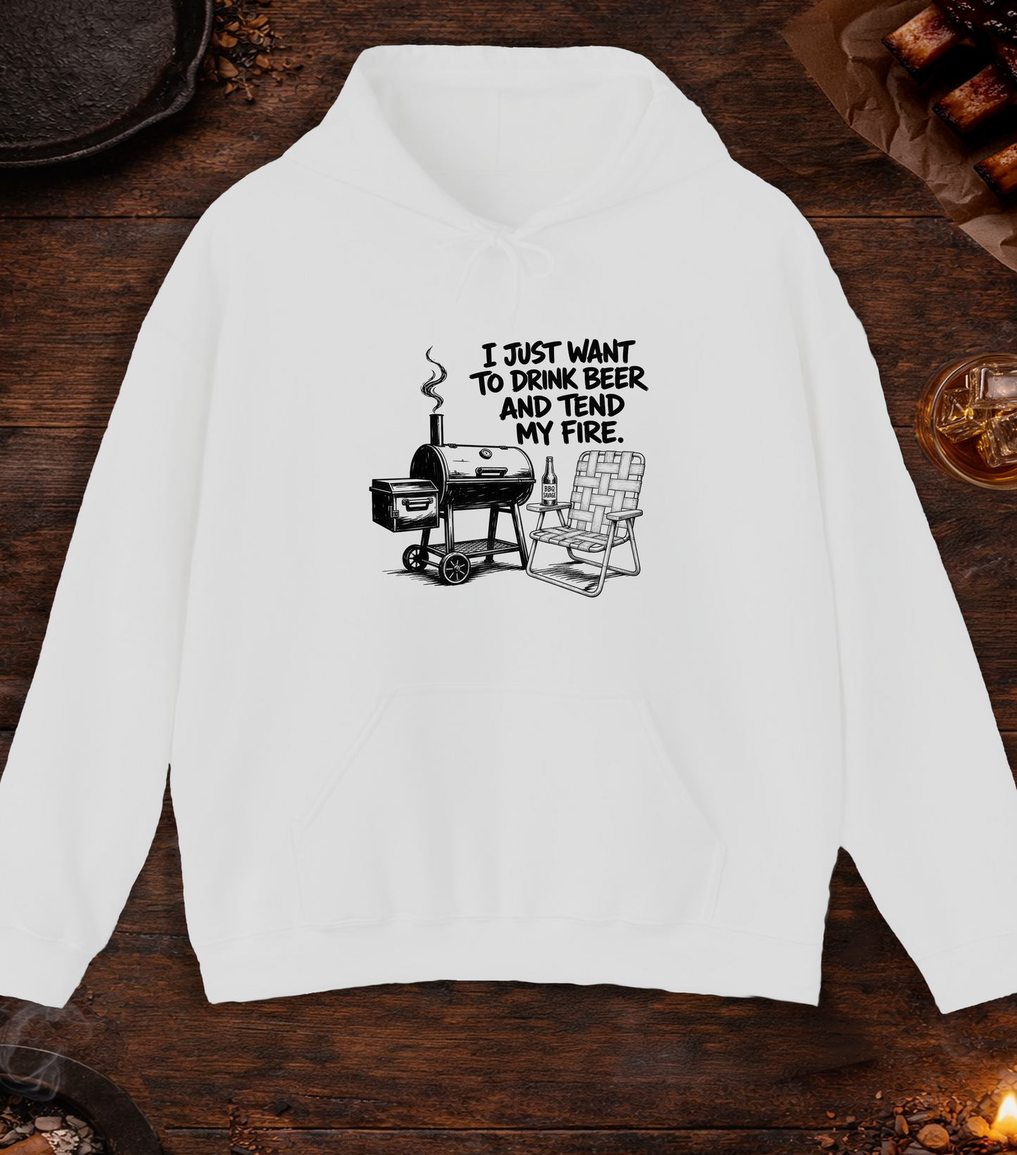 Drink Beer Tend Fire Black Hoodie - Ash