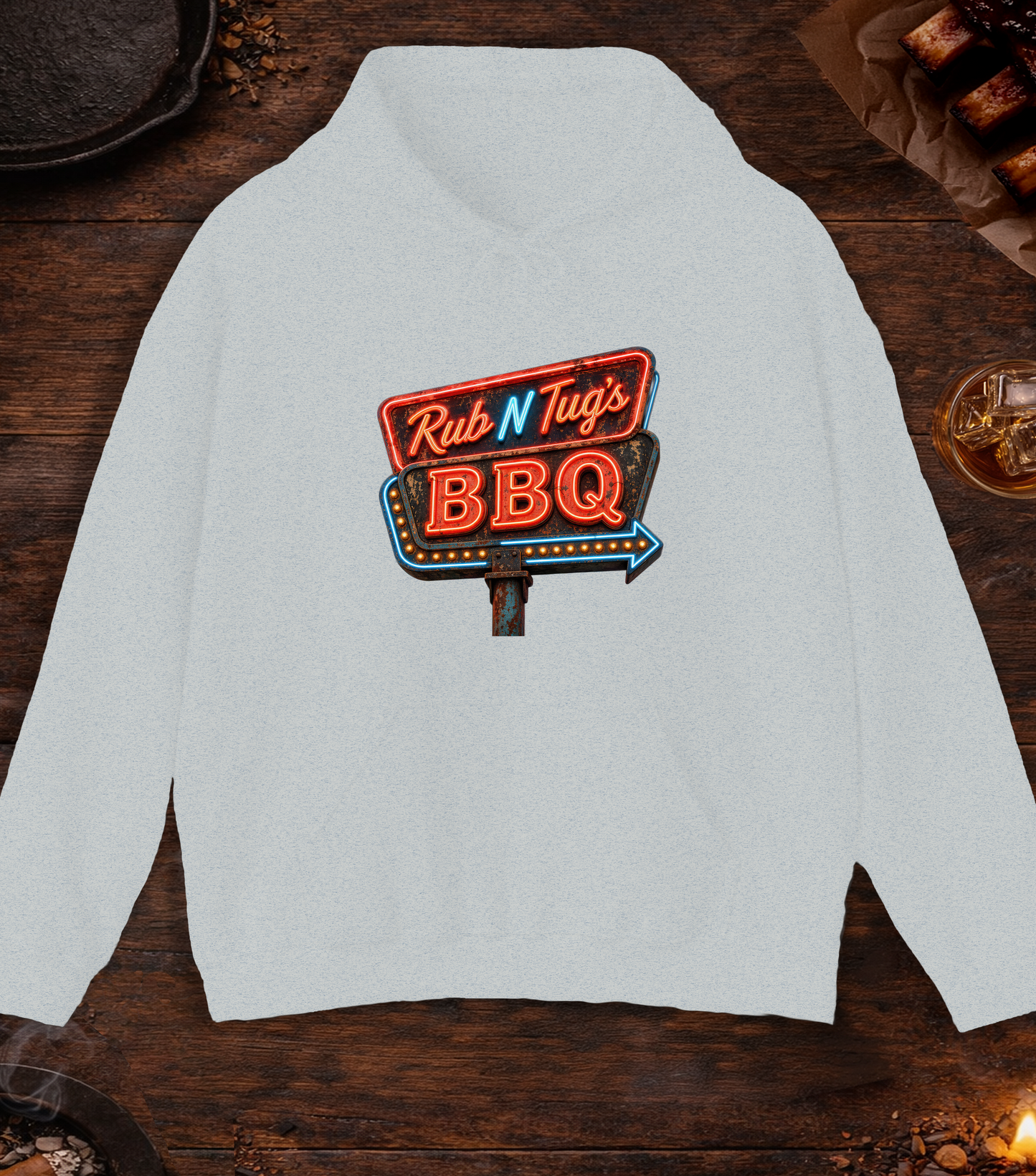 Rub N Tugs BBQ Hoodie - Ash