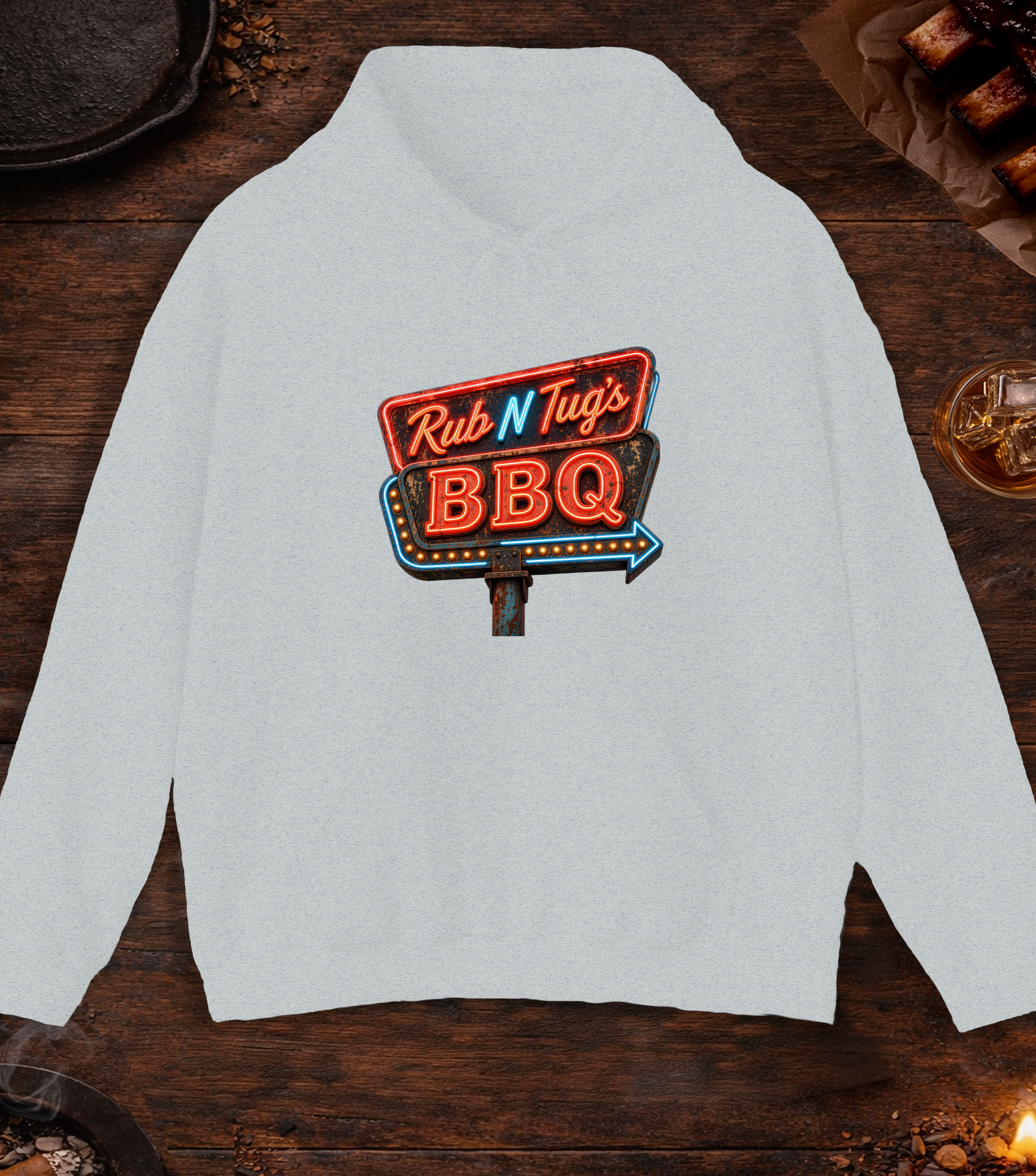 Rub N Tugs BBQ Hoodie - Ash