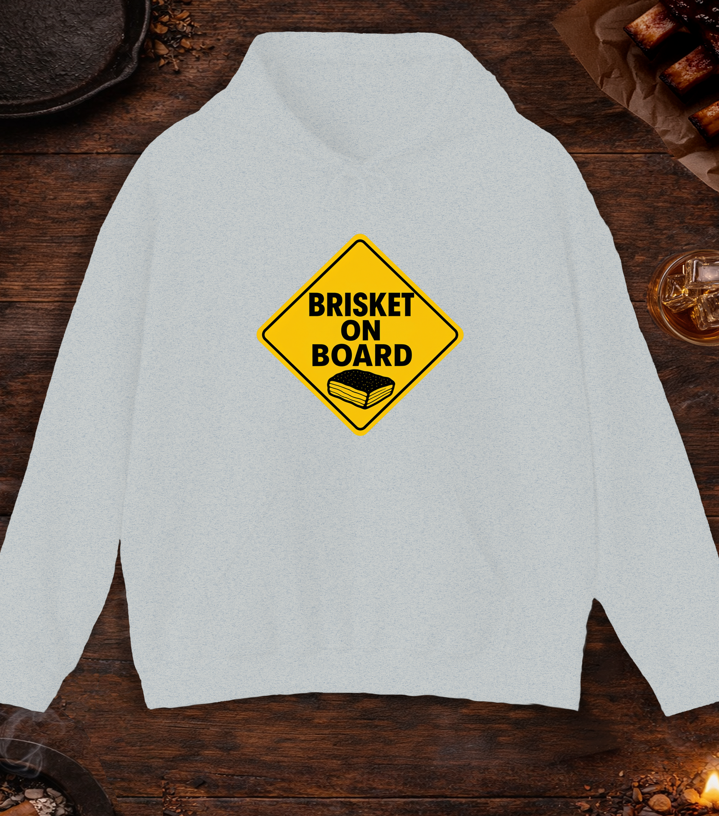 Brisket on Board Hoodie - Ash