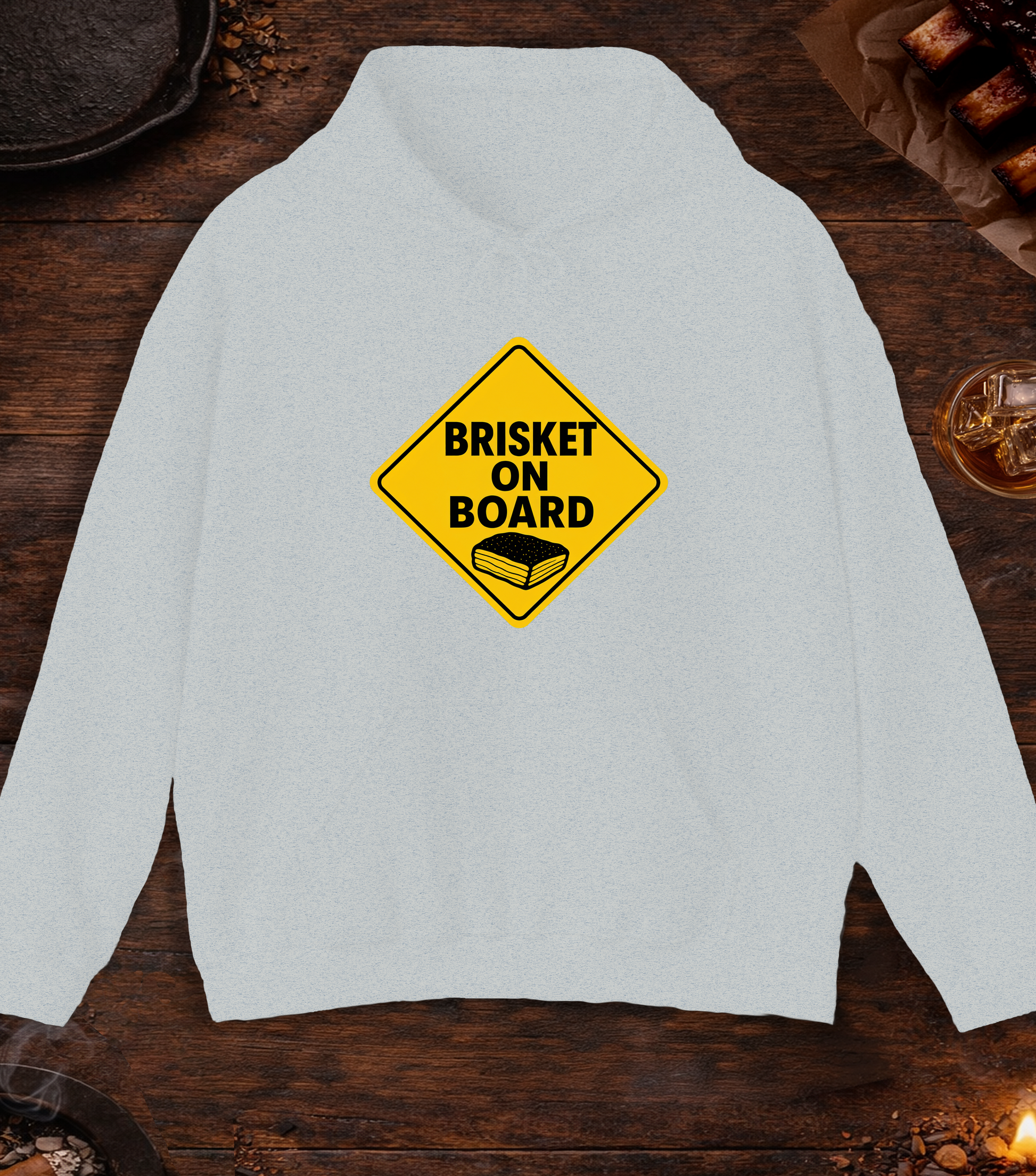 Brisket on Board Hoodie - Ash