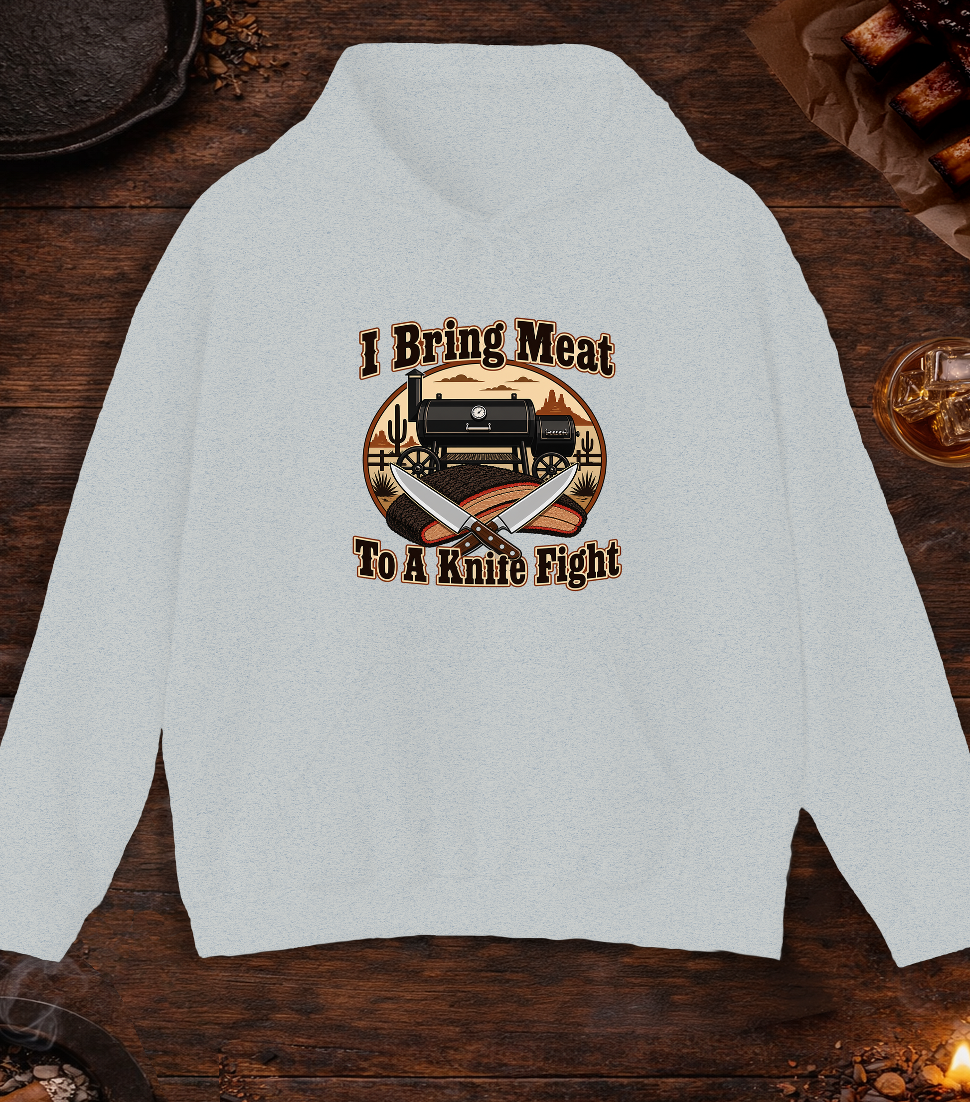 I Bring Meat To A Knife Fight Hoodie - Ash