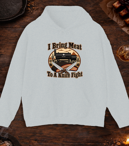 I Bring Meat To A Knife Fight Hoodie - Ash