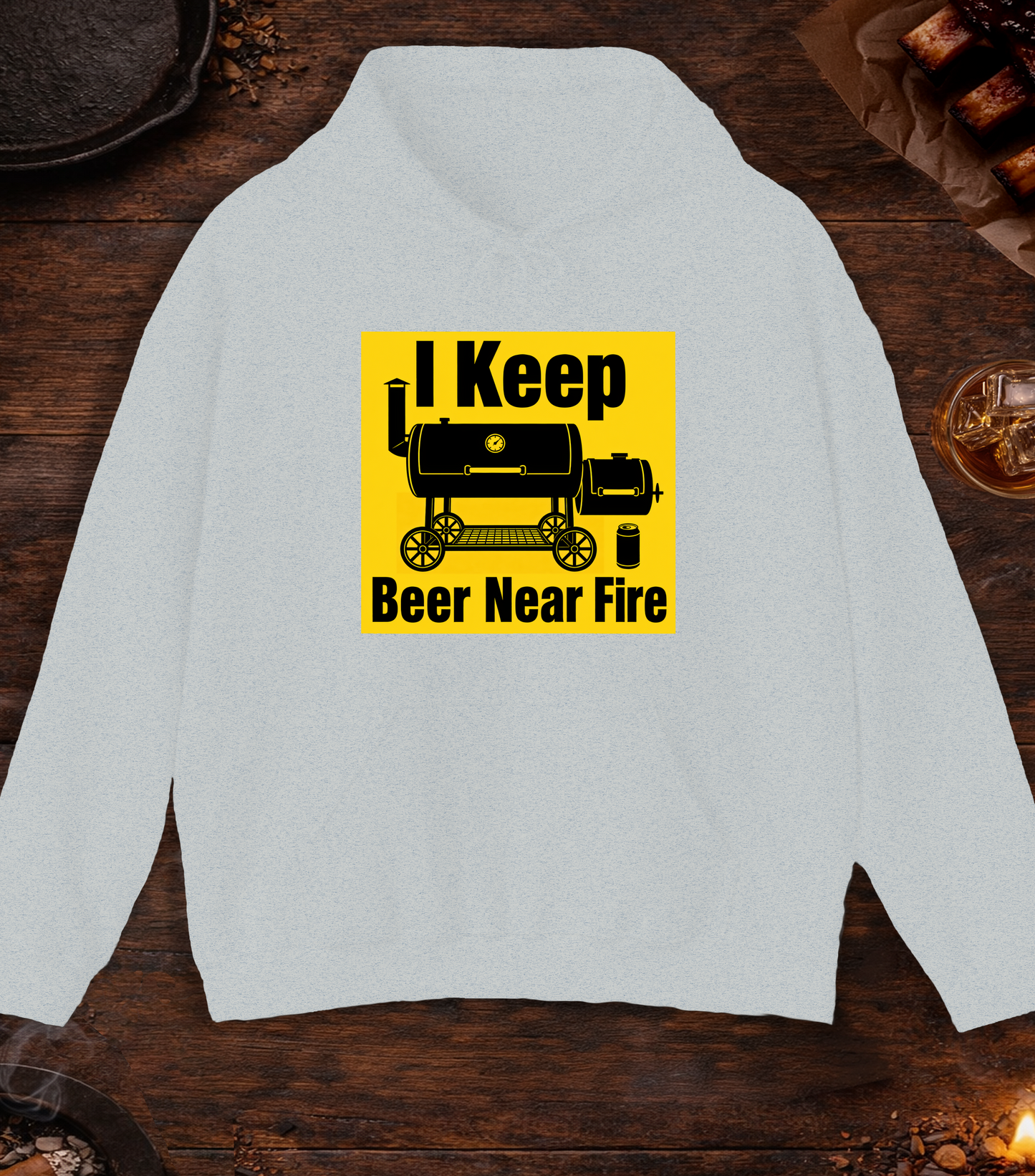 I Keep Beer Near Fire Hoodie - Ash