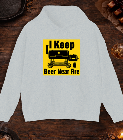 I Keep Beer Near Fire Hoodie - Ash