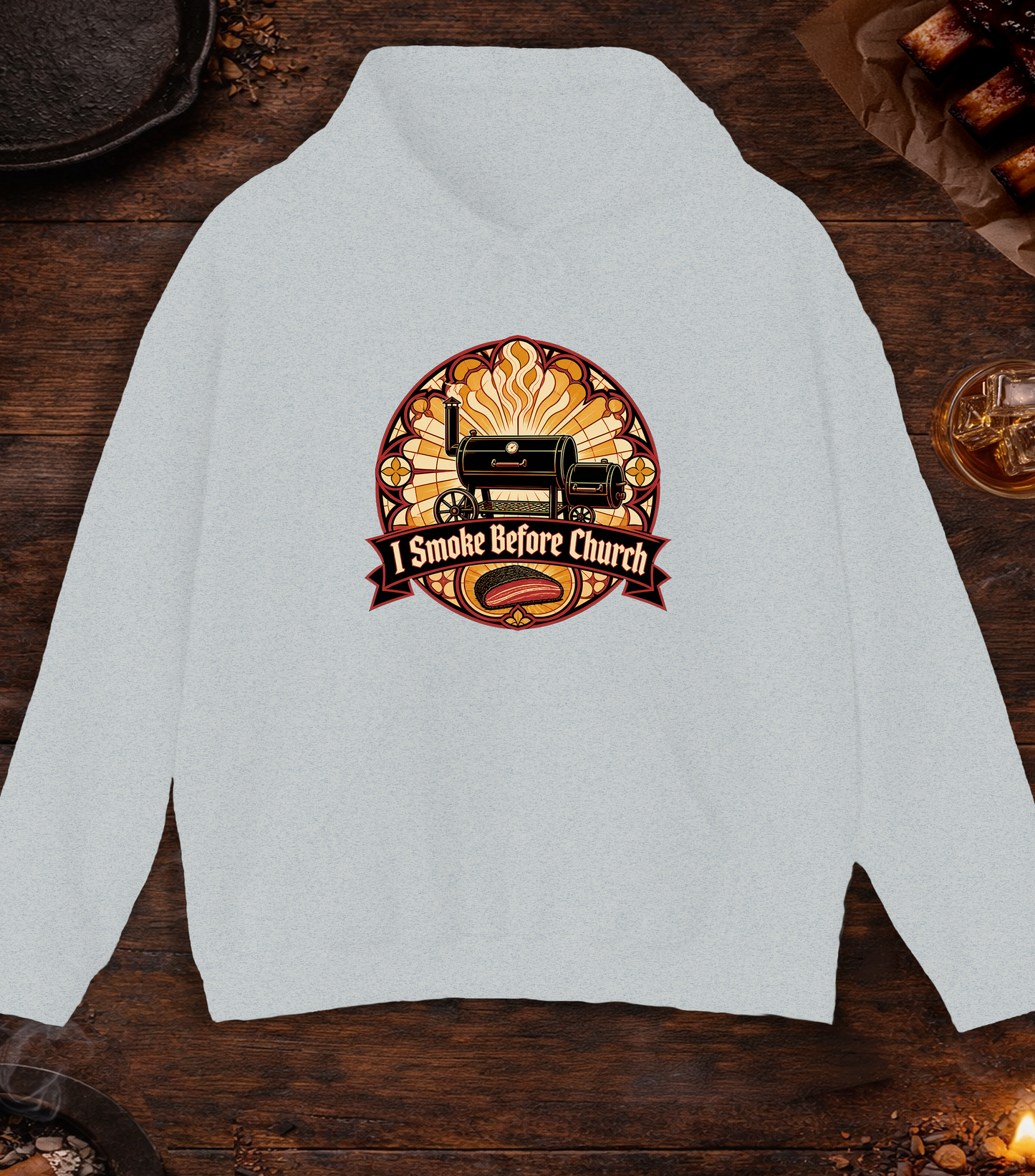 I Smoke Before Church Hoodie - Ash