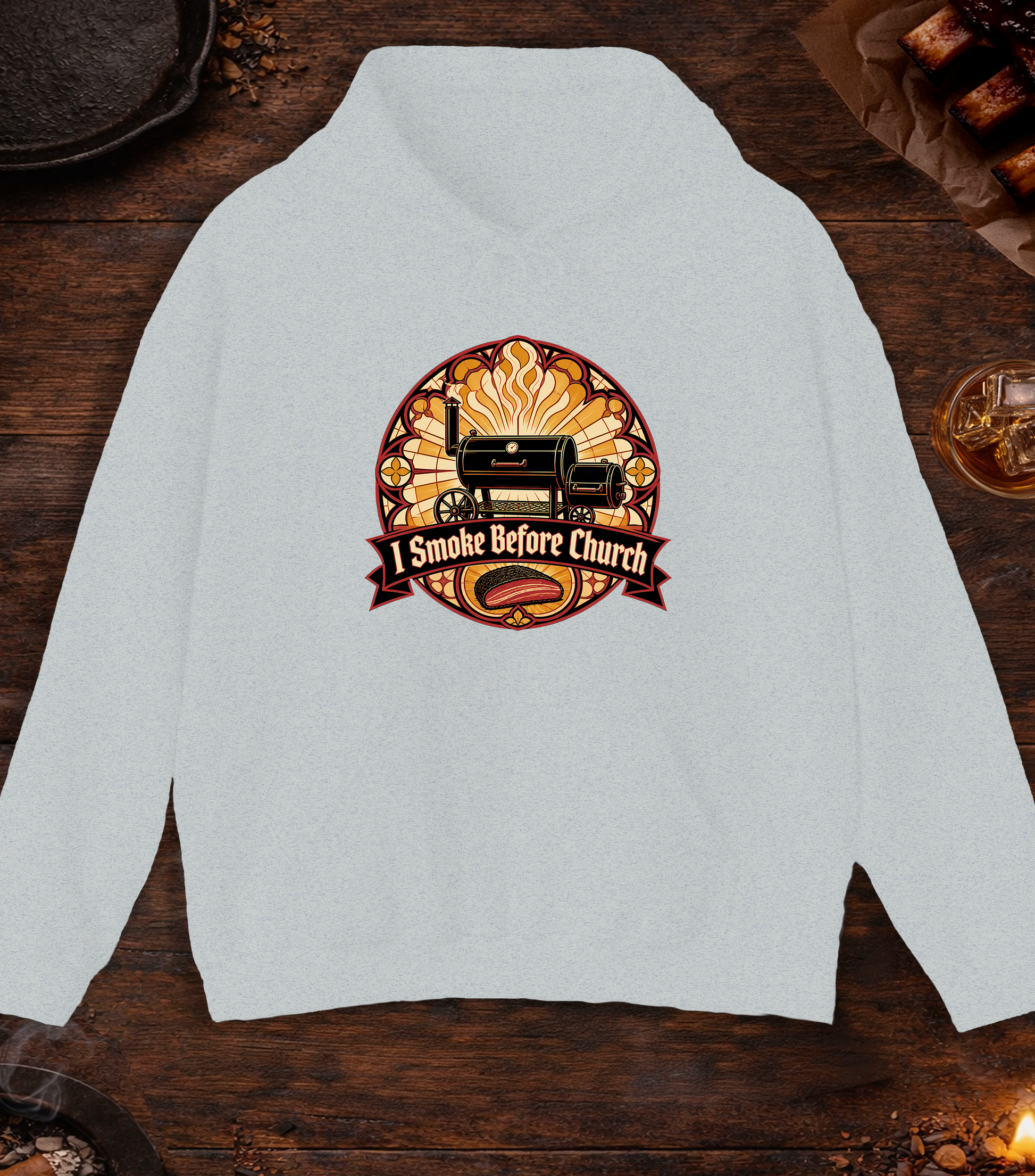 I Smoke Before Church Hoodie - Ash