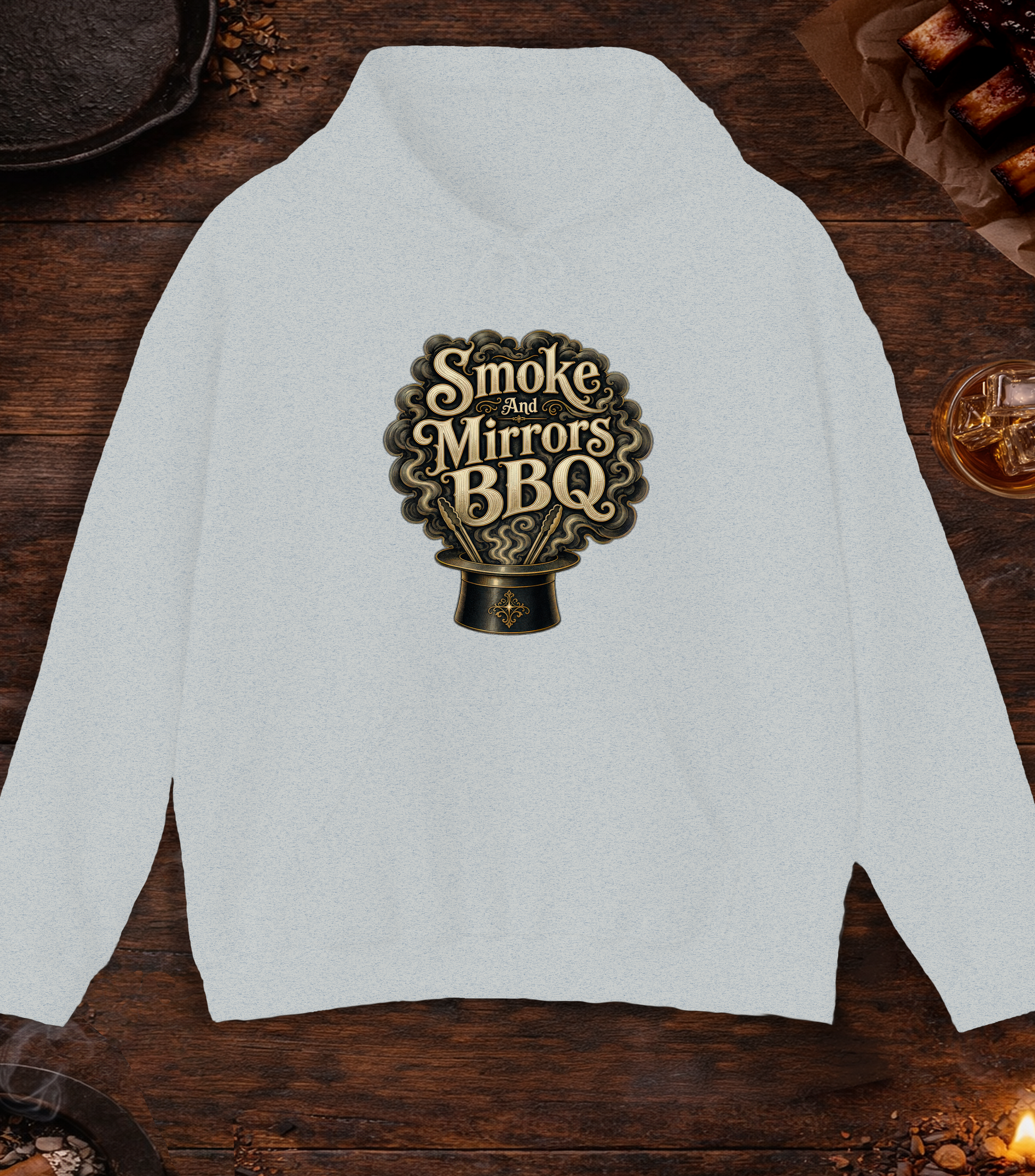 Smoke and Mirrors BBQ Hoodie - Ash