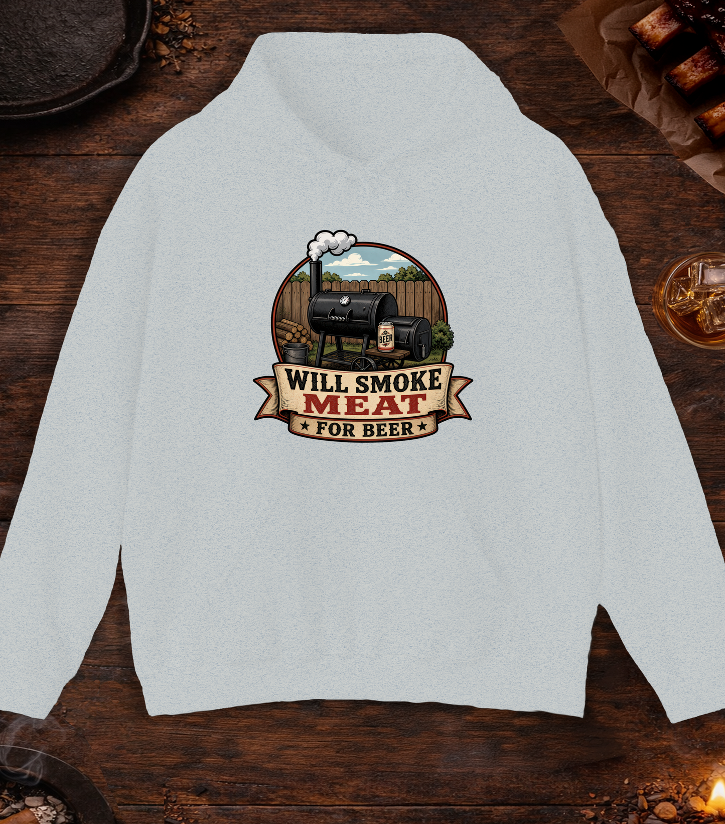 Will Smoke for Beer Hoodie - Ash