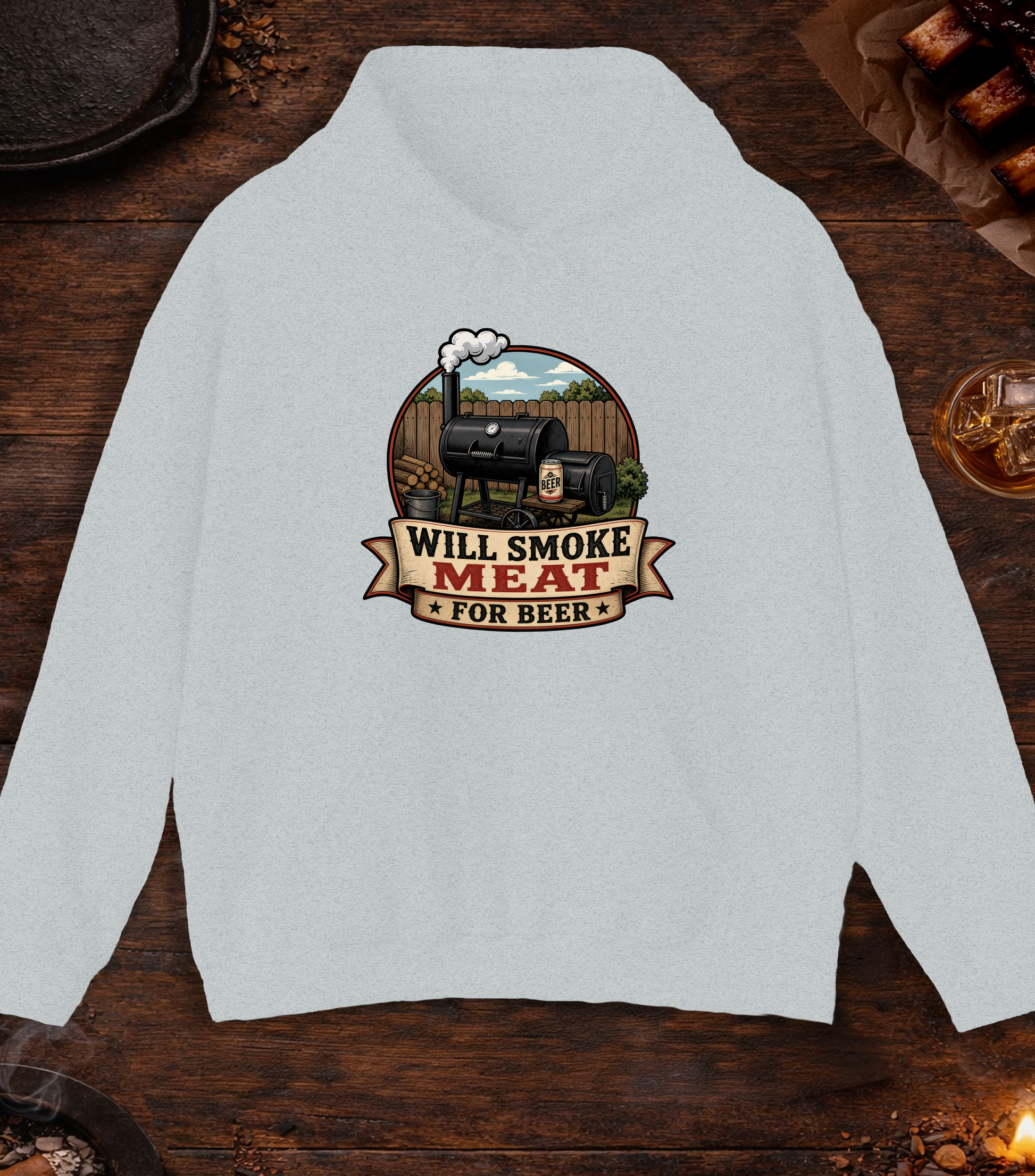 Will Smoke for Beer Hoodie - Ash