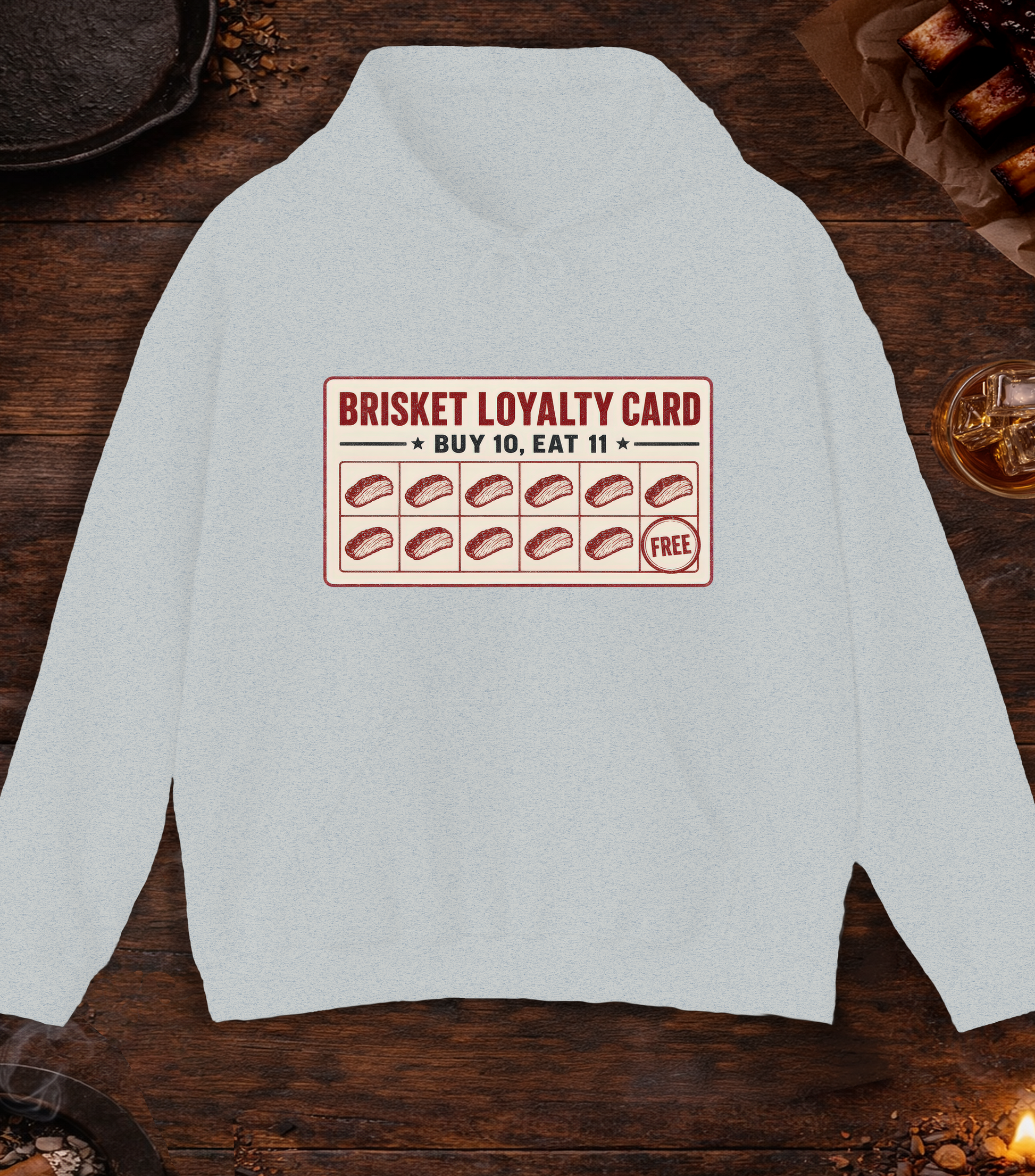 Brisket Loyalty Card Hoodie - Ash