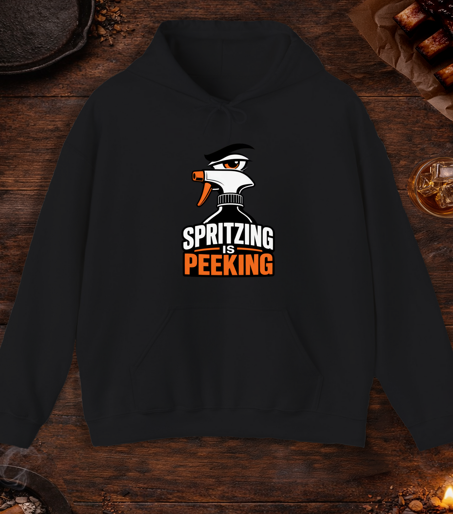 Spritzing Is Peeking Hoodie - Black