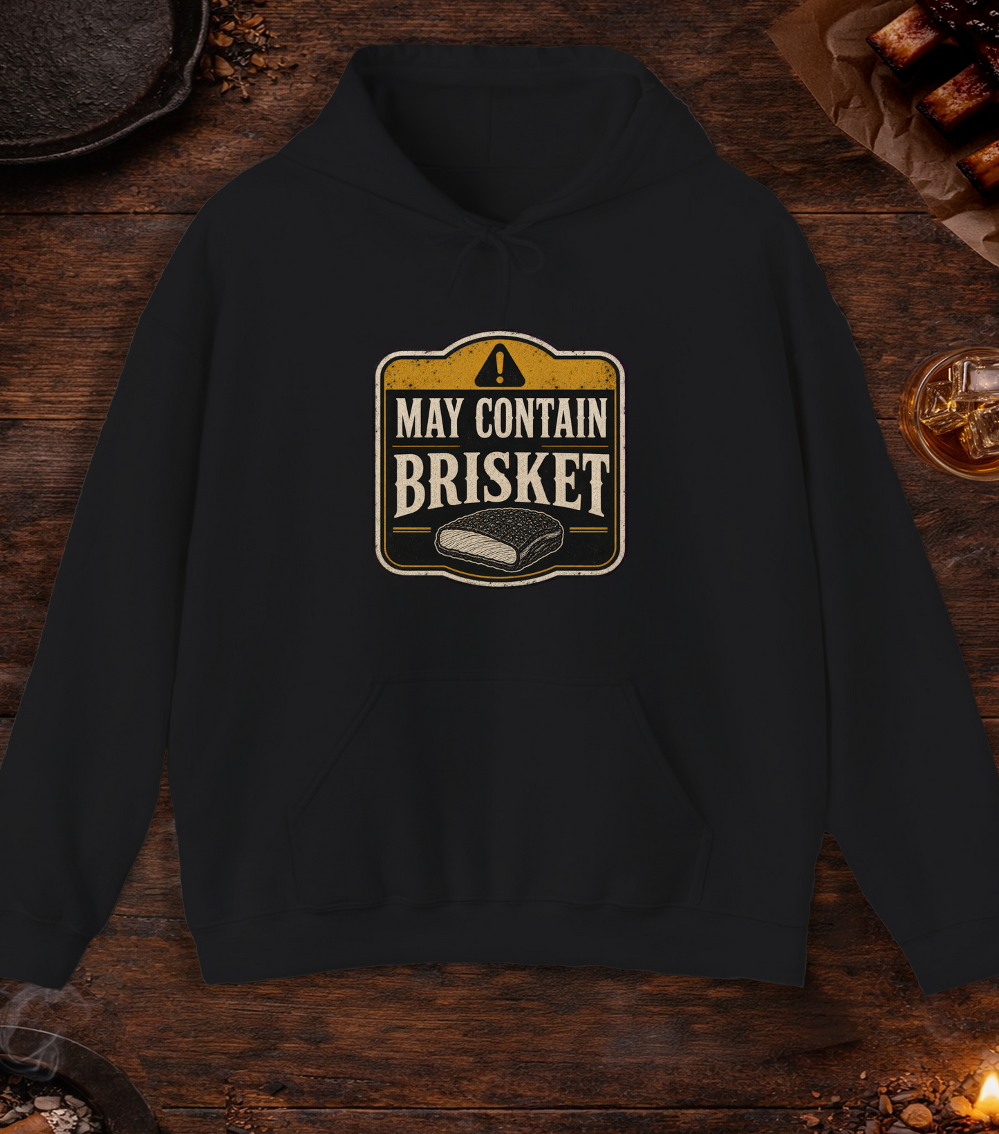 May Contain Brisket Hoodie - Black