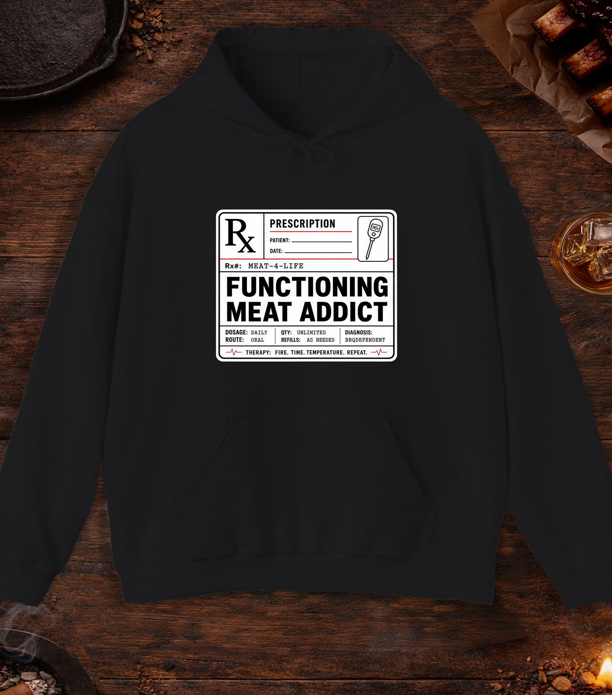 Functioning Meat Addict Hoodie - Black