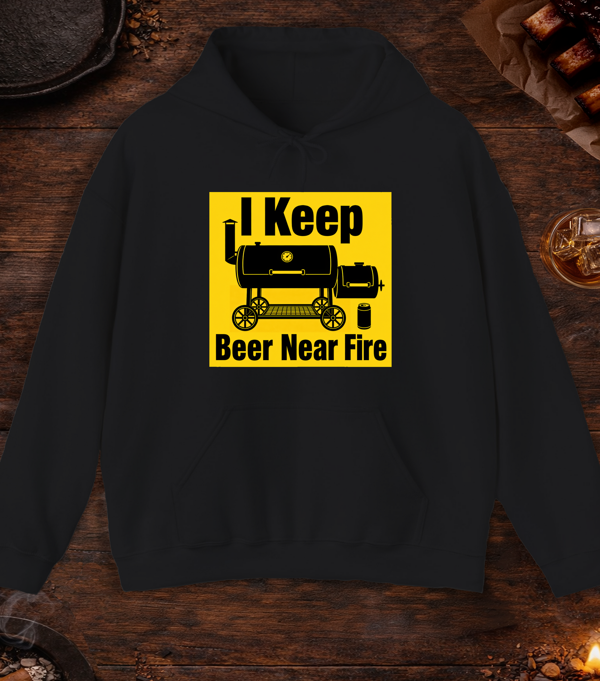 I Keep Beer Near Fire Hoodie - Black